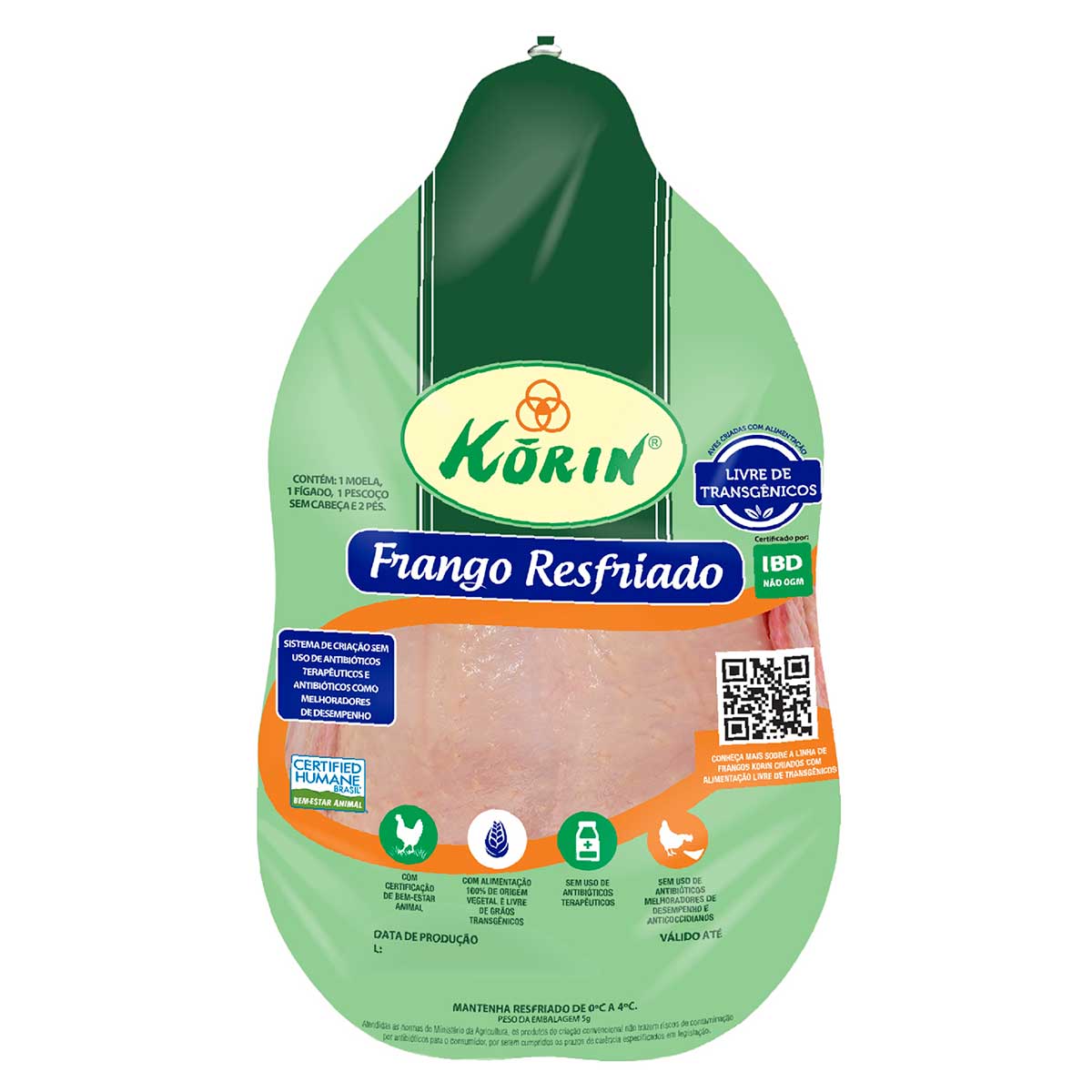 Frango Inteiro com Miúdos Korin Resfriado Aproximadamente 1,5 Kg