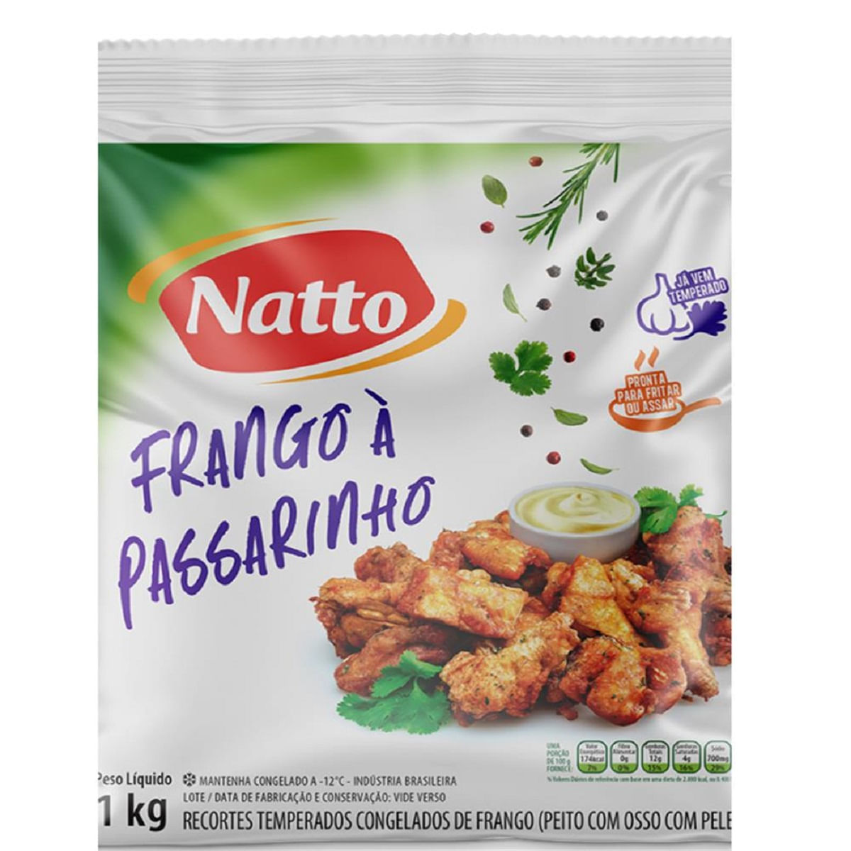 Frango à Passarinho Temperado Congelado Natto 1Kg