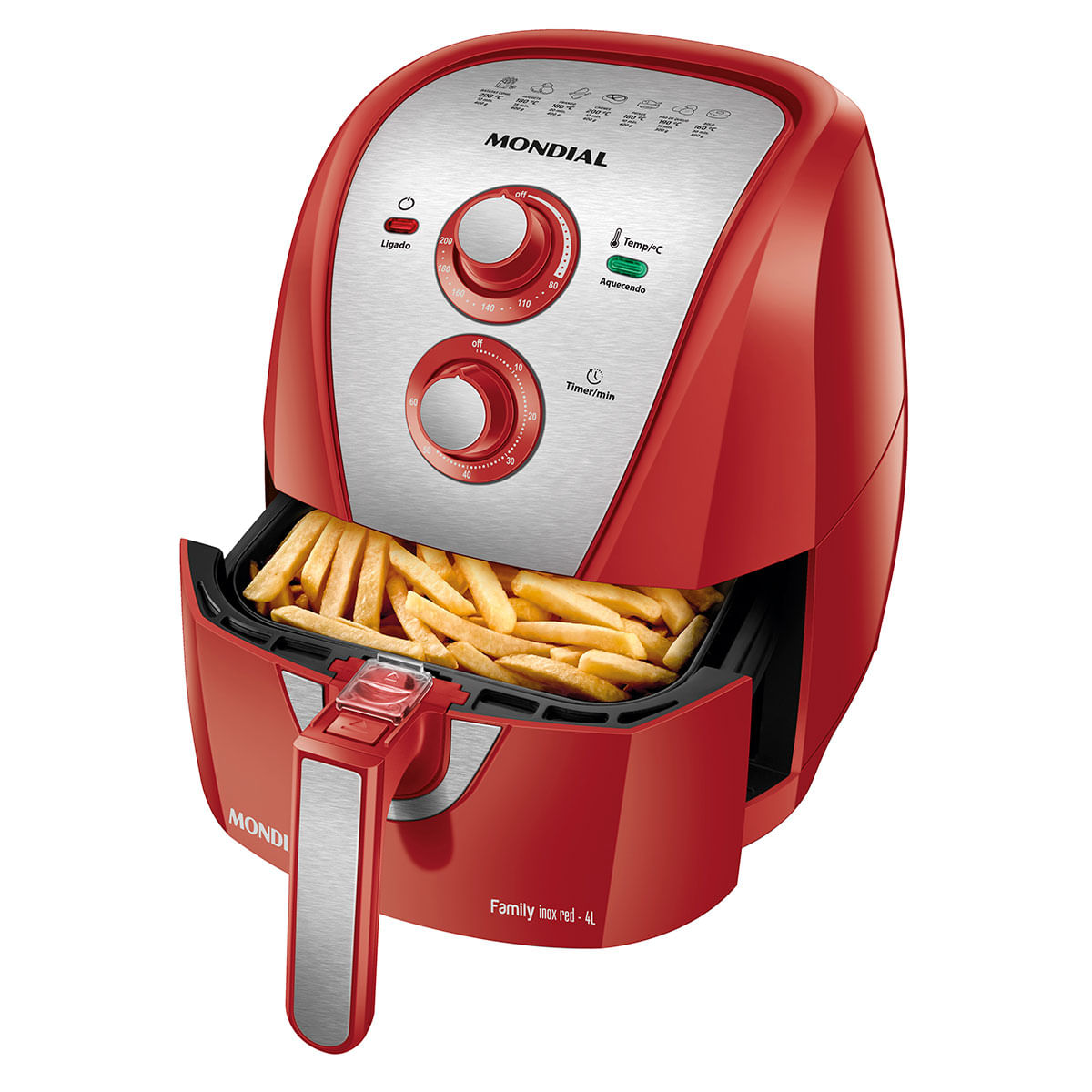 Fritadeira Elétrica Sem Óleo Mondial Air Fryer 4LAFN-40-BI Vermelho/Inox 1500W 110V