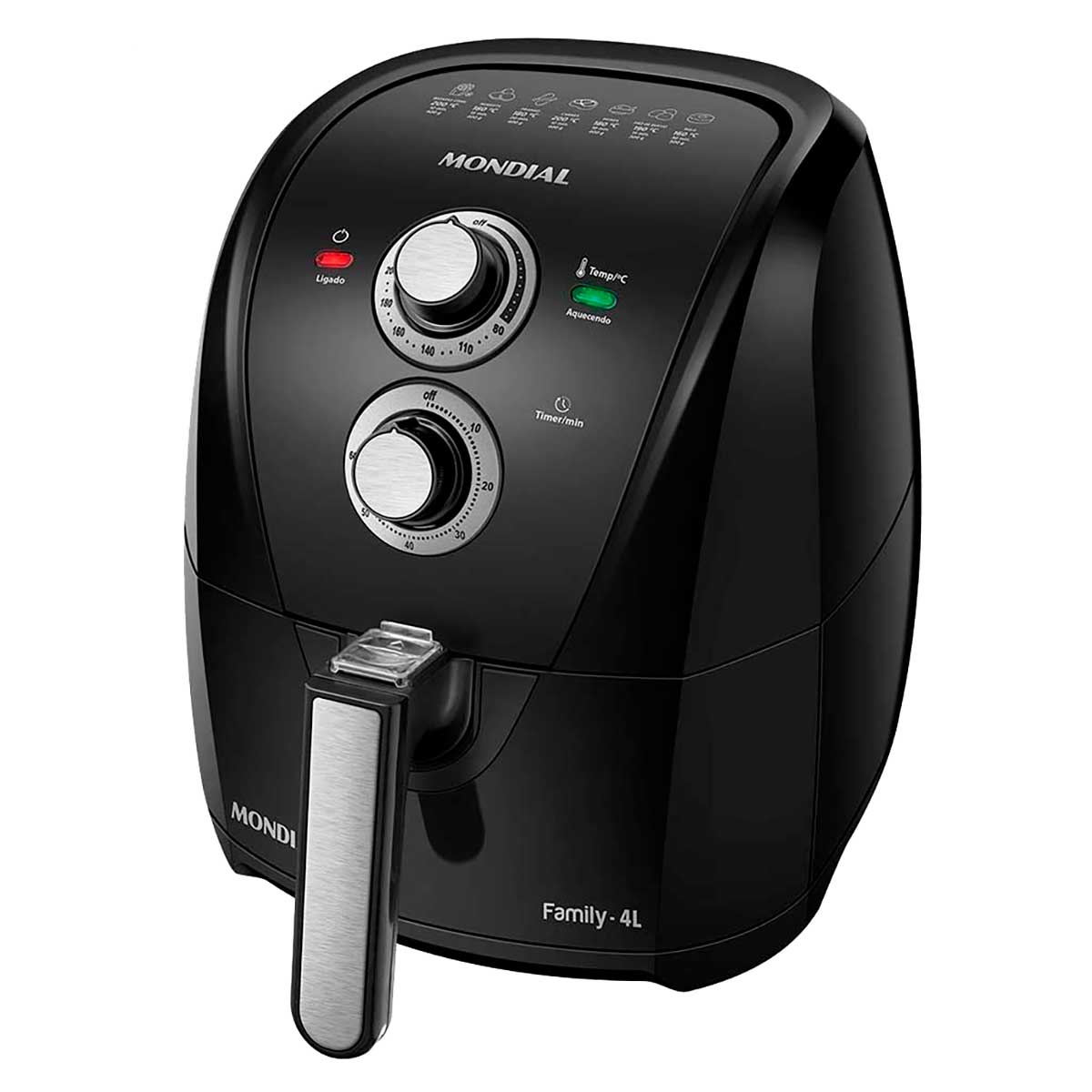 Fritadeira Elétrica Sem Óleo Mondial 4L Air Fryer AFN-40-BFS Preto/Prata 1500W 220V