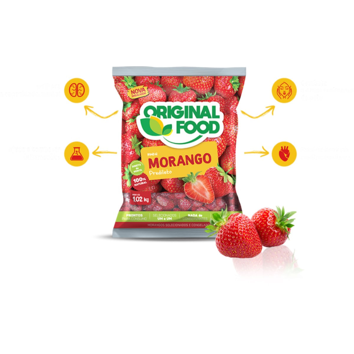 FRUTA CONG ORIG FOOD 1.02KG MORANGO