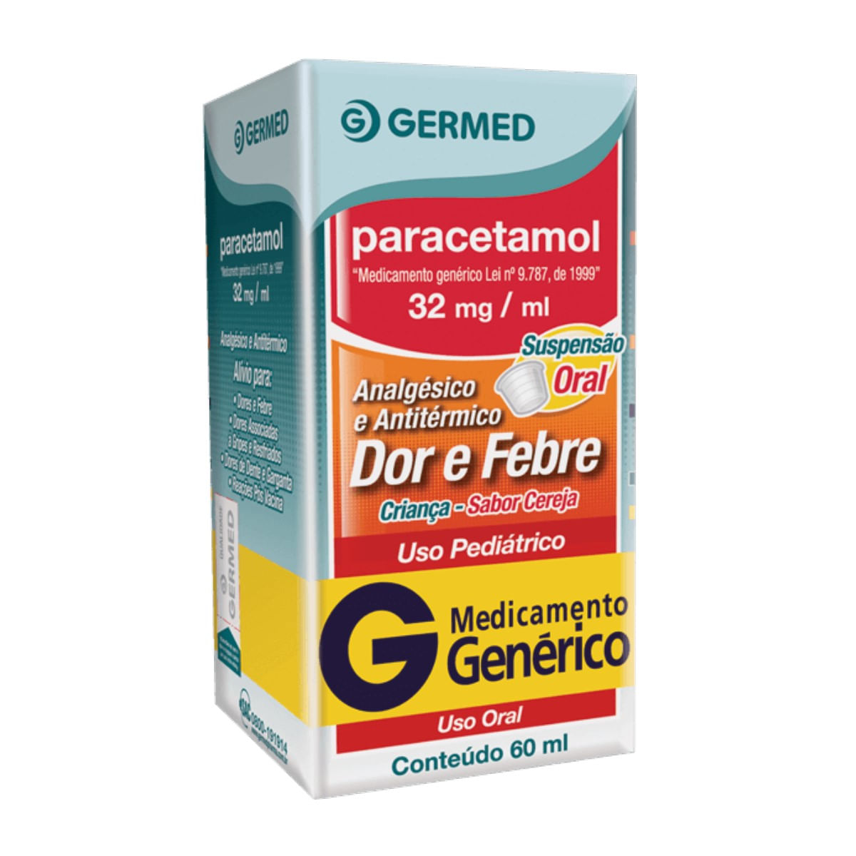 Paracetamol em Gotas Bebê Sabor Framboesa 100mg Germed 60ml