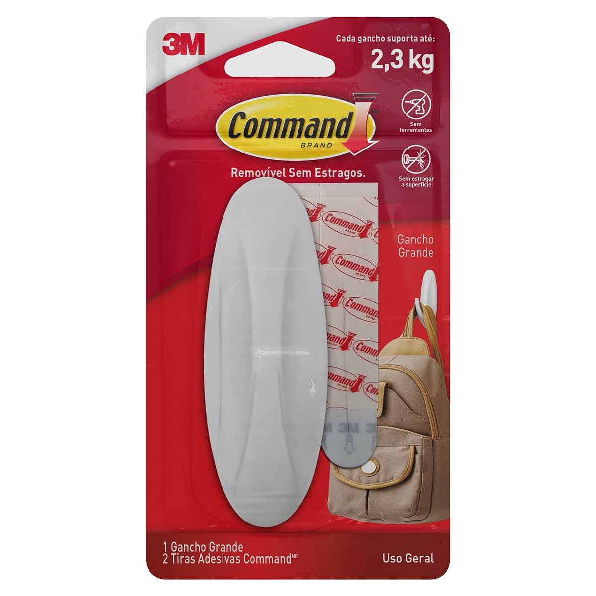 Gancho Grande 3M Command Branco com 1 Unidade