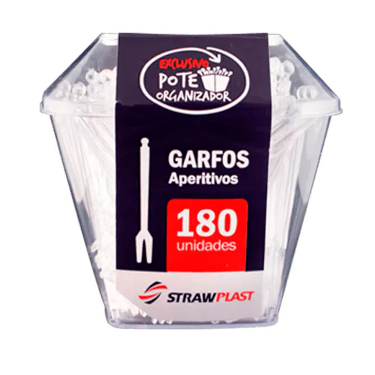 Garfo Descartável Strawplast com 180 Unidades