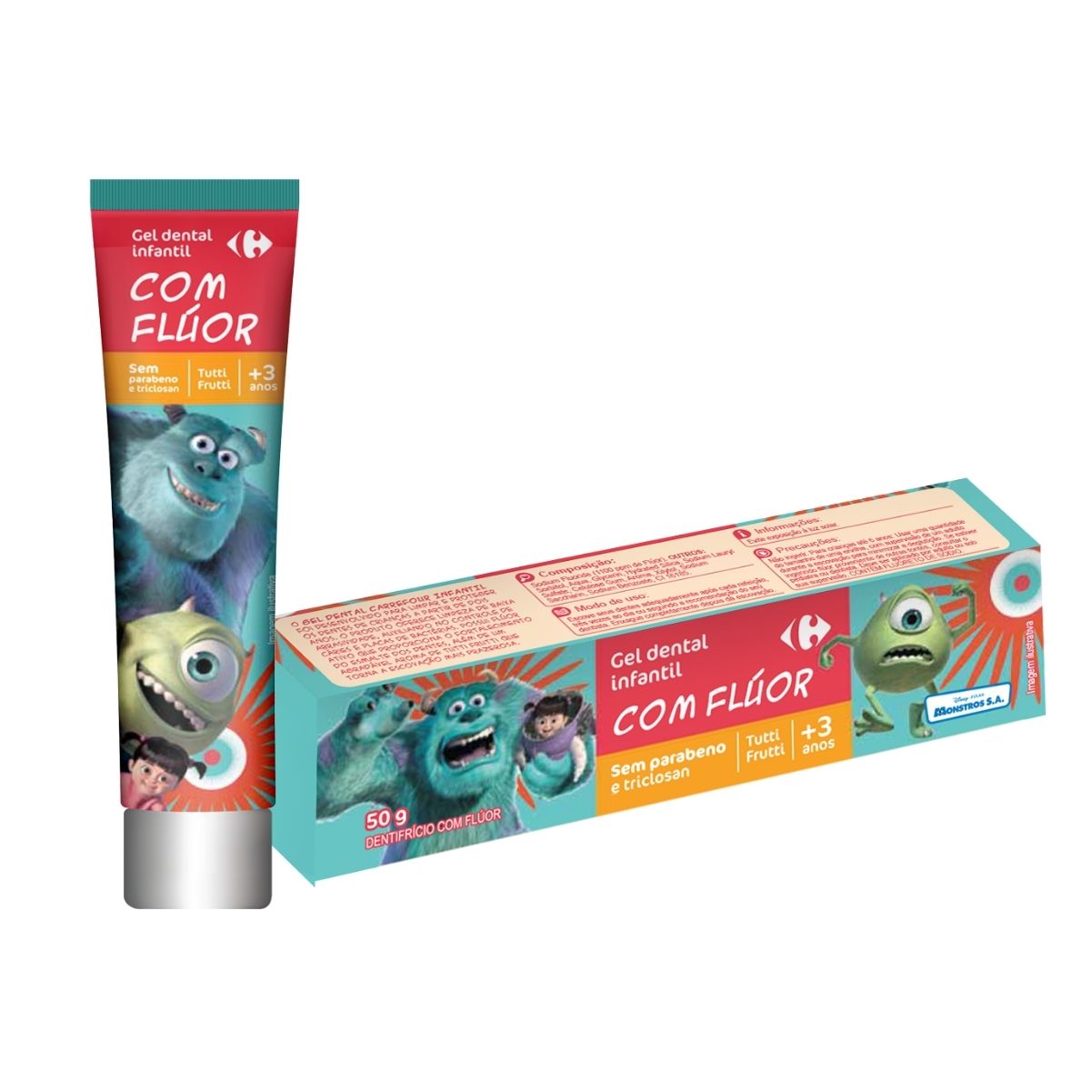 Gel Dental Infantil com Flúor Carrefour Tutti-Fruitt 50 g