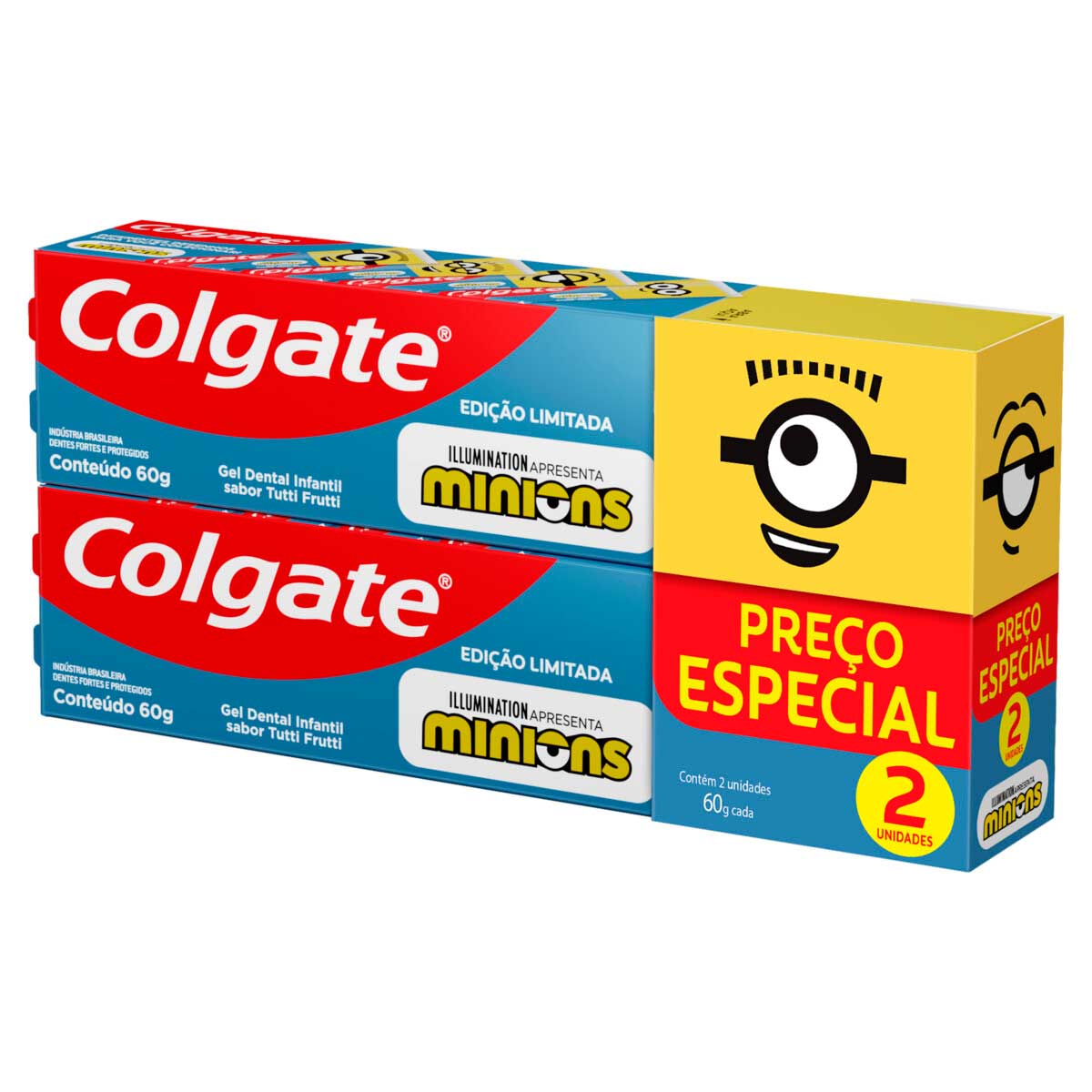 Kit Gel Dental Infantil Tutti Frutti Colgate Minions 2 Unidades 60g Cada