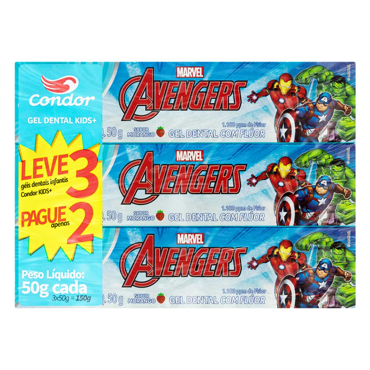 Gel Dental Infantil Condor Avengers 50g Leve 3 Pague 2