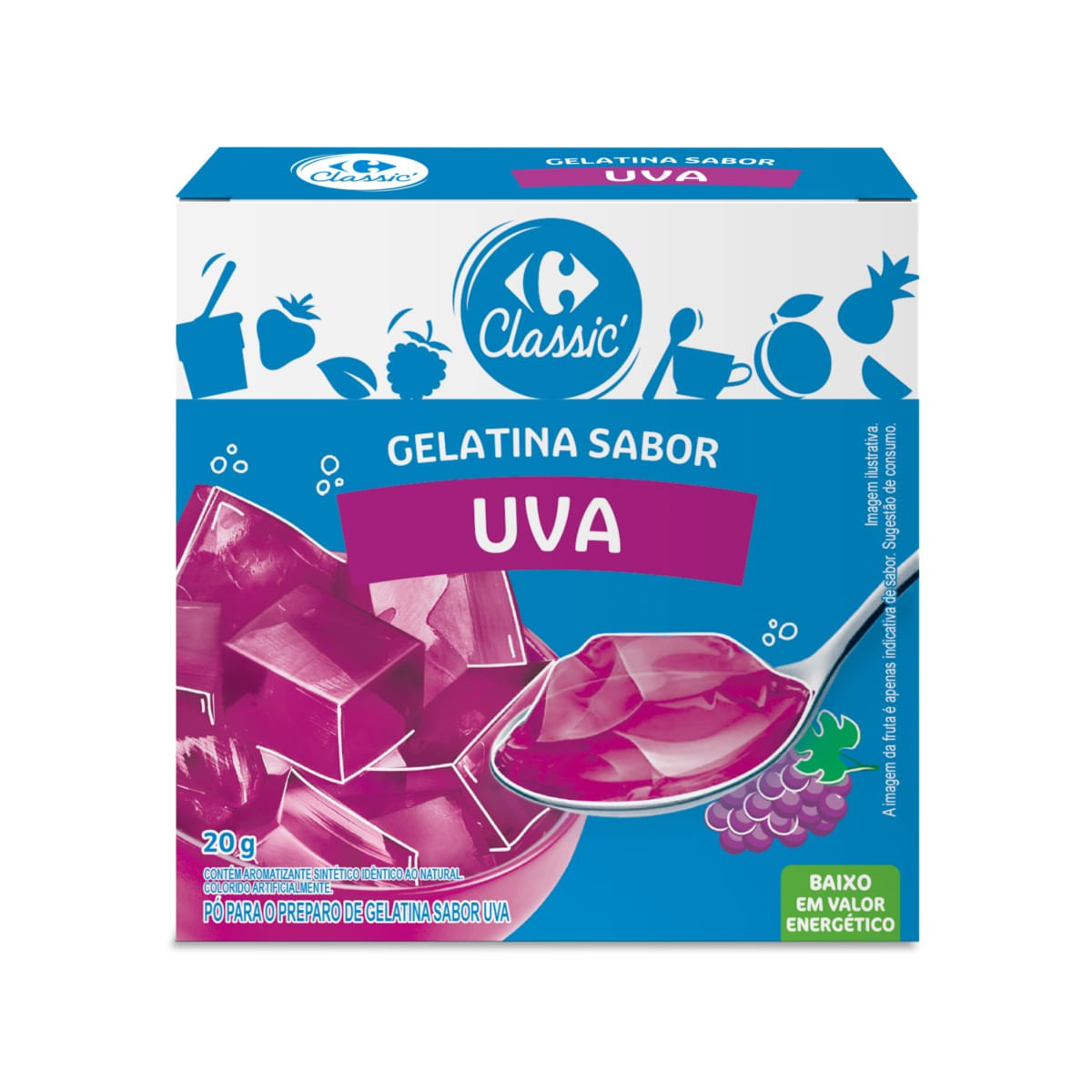 Gelatina Sabor Uva Carrefour Classic 20 g