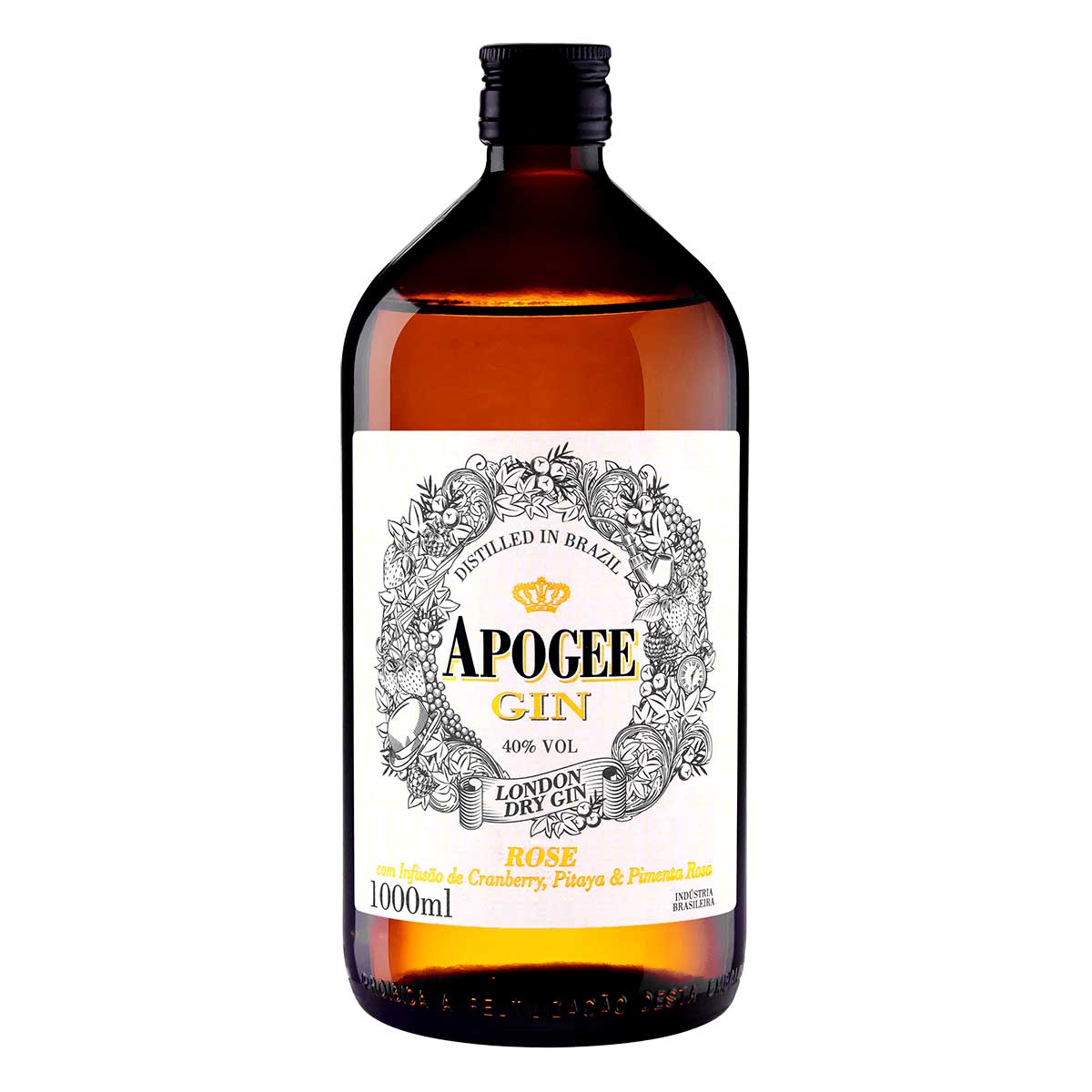 Gin London Dry Rosé com Infusão de Cranberry, Pitaya &amp; Pimenta Rosa Apogee Garrafa 1L