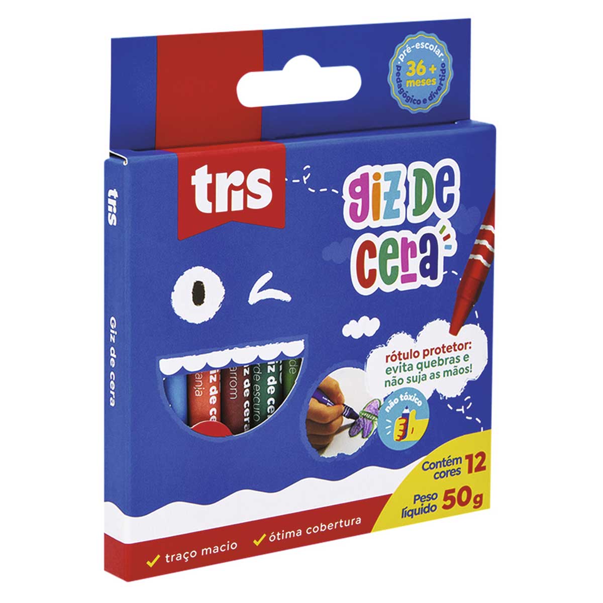 Giz de Cera Fino Tris 12 cores 50g