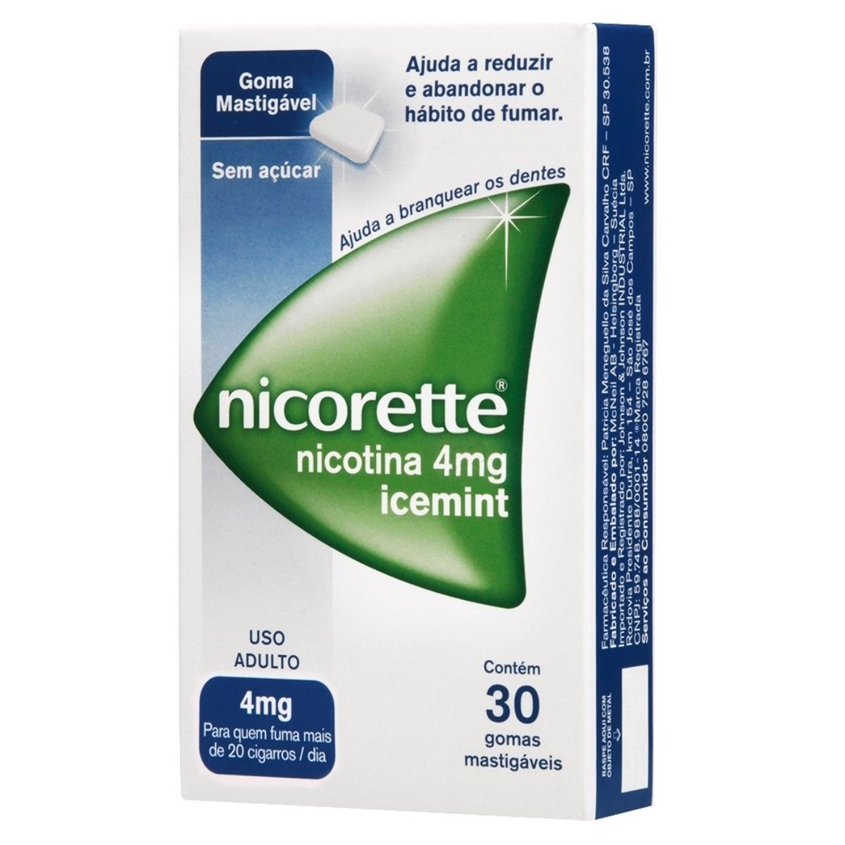 Goma Mastigavél Nicorette IceMint 4 mg Caixa 30 Unidades