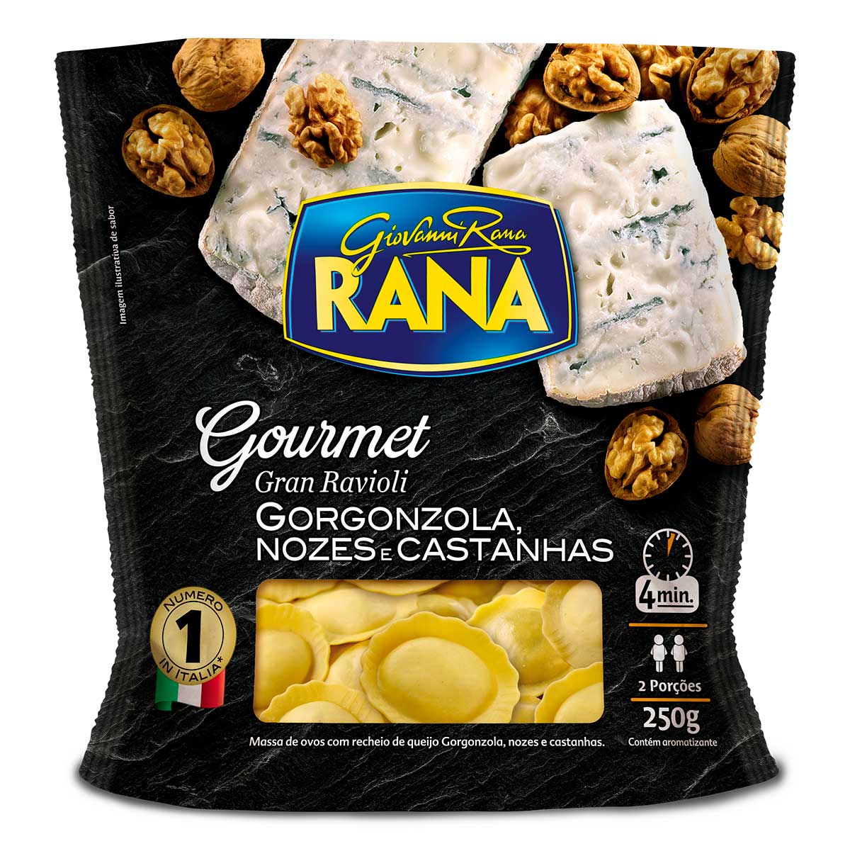 Gran Ravioli com Recheio de Gorgonzola, Nozes e Castanhas Rana Gourmet 250g