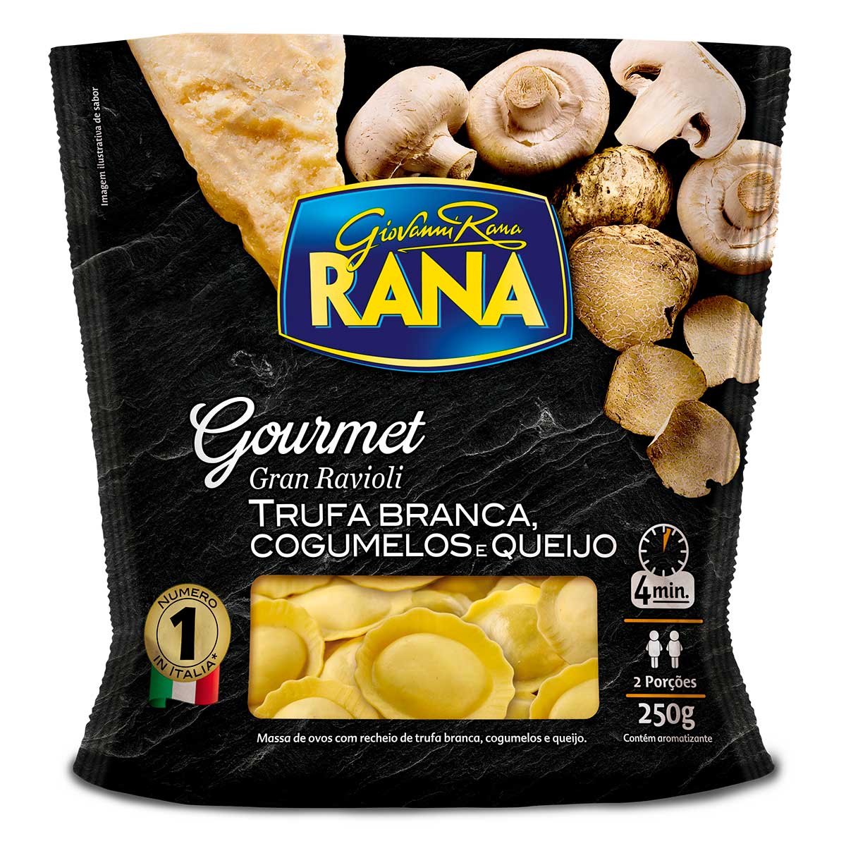 Gran Ravioli com Recheio Trufa Branca, Cogumelos e Queijo Rana Gourmet 250g