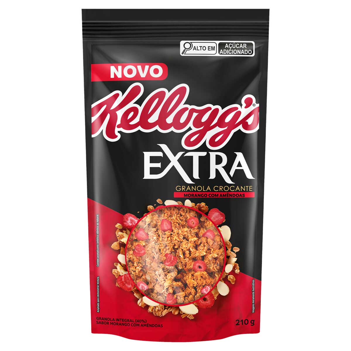 Granola Crocante Sabor Morango com Amêndoas Kellogg&apos;s Extra 210g