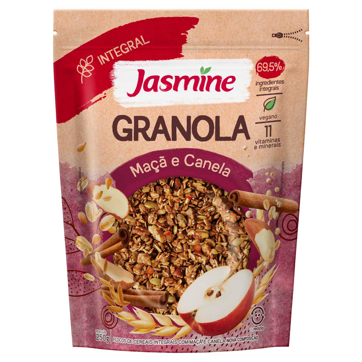 Granola Integral Grain Flakes Jasmine Maçã e Canela 300g