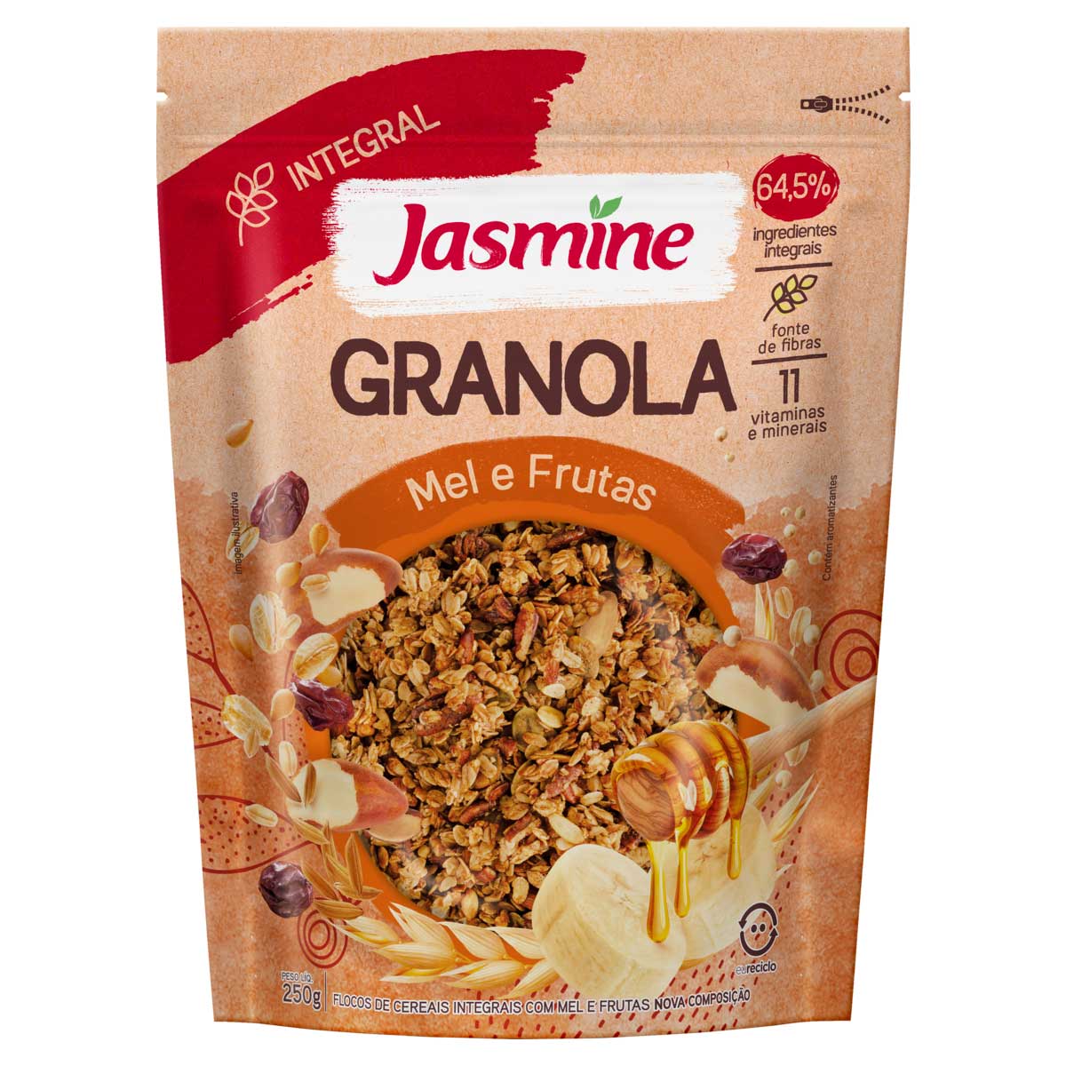 Granola Integral Mel e Frutas com Castanha-do-Pará Jasmine Pouch 300 g