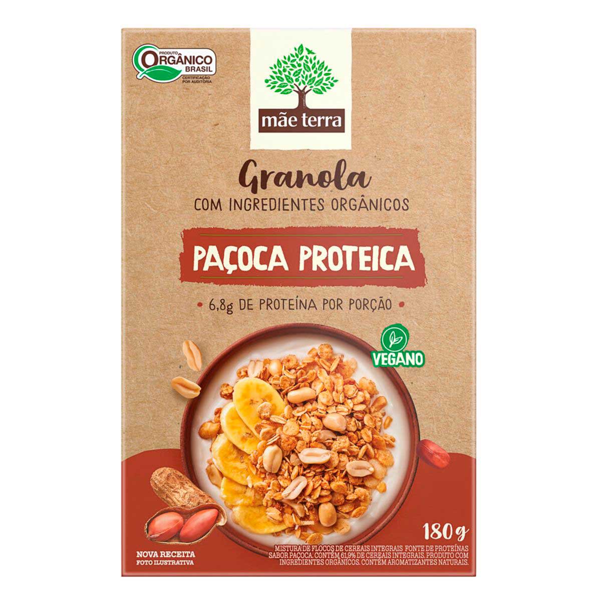 Granola Orgânica Paçoca Proteica Mãe Terra 180g