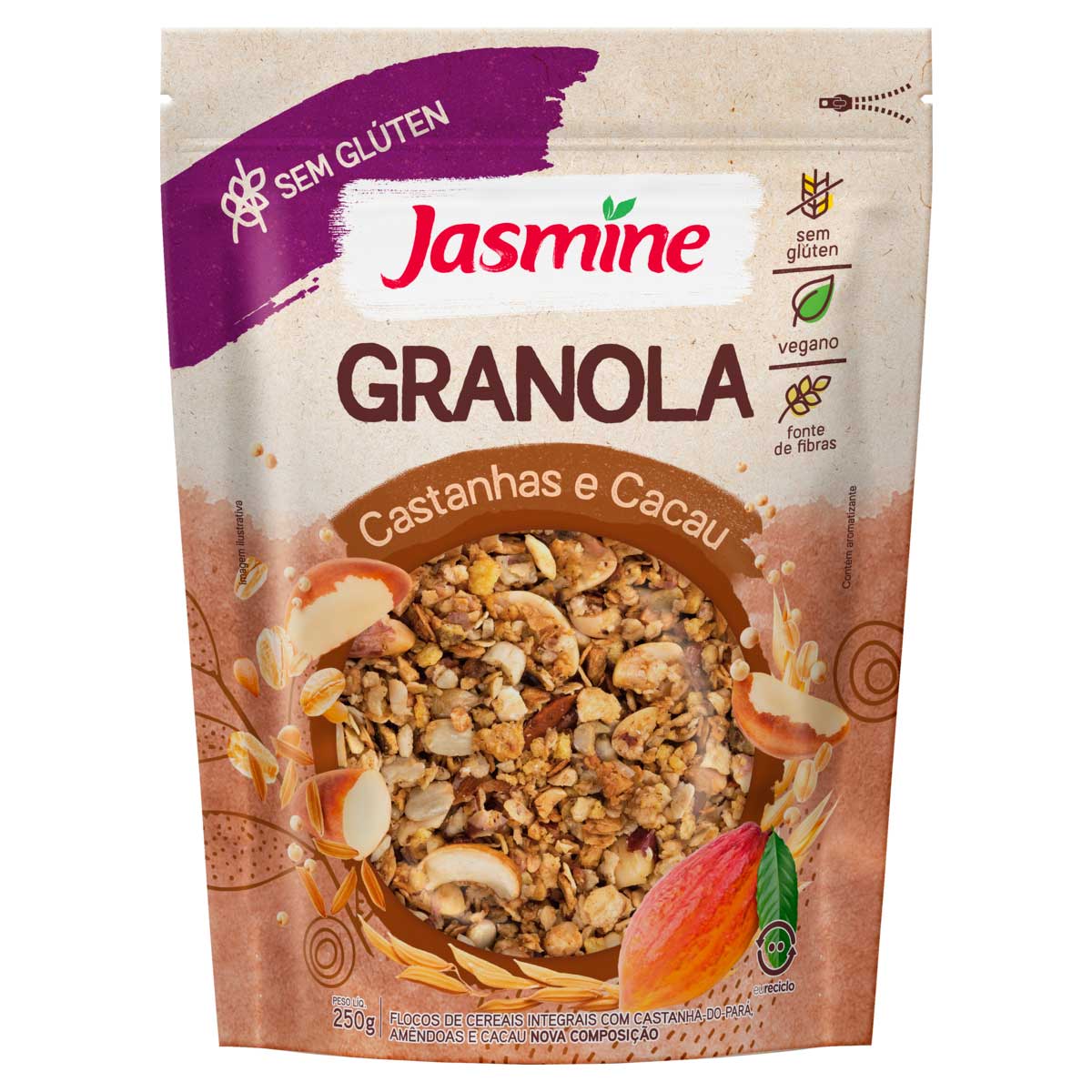 Granola Vegana com Castanhas e Cacau Jasmine 250g