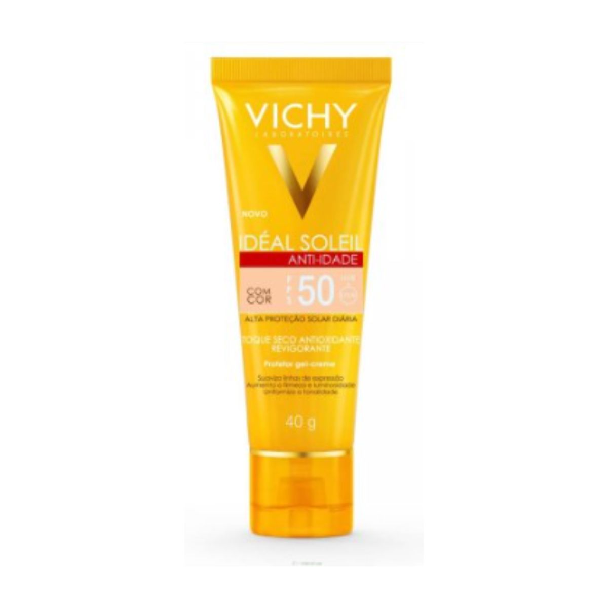 Protetor Solar Facial Vichy Idéal Soleil Anti-Idade Toque Seco Cor FPS 50 com 40 g