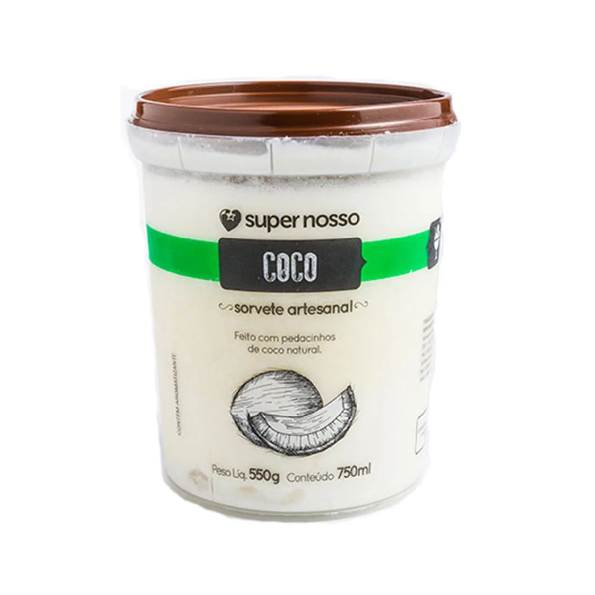 Sorvete Artesanal Coco Super Nosso 750 ml