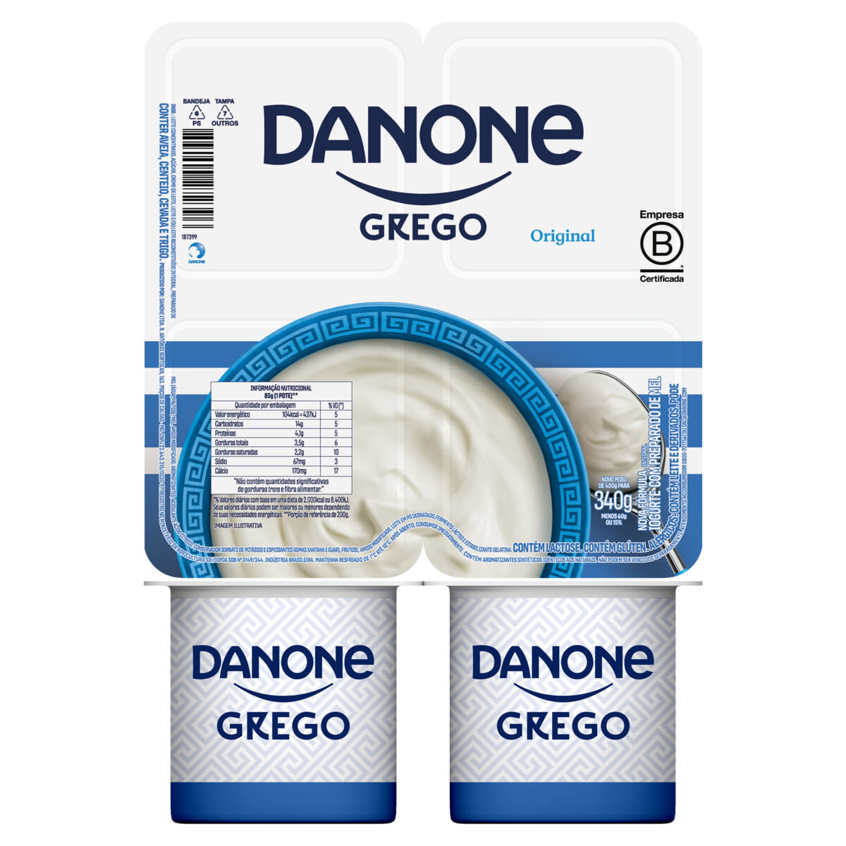 Iogurte Grego Integral Danone 340g 4 Unidades