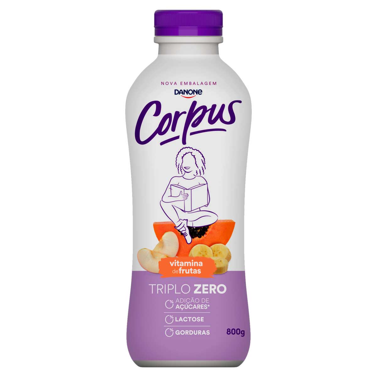 Iogurte Desnatado Zero Lactose Sabor Vitamina de Frutas Corpus 800g