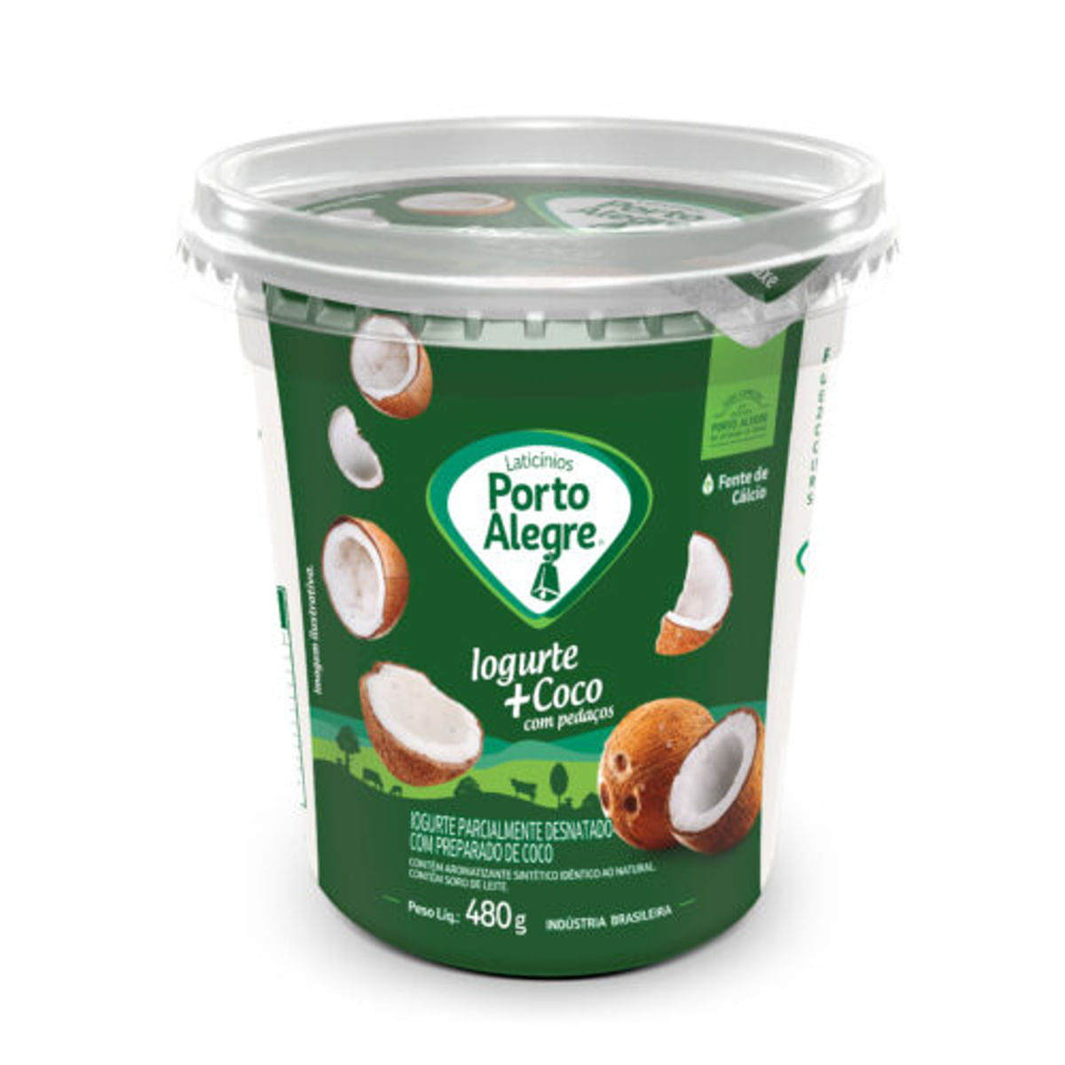 Iogurte Desnatado Porto Alegre sabor Coco Pedaços de Frutas 480 g