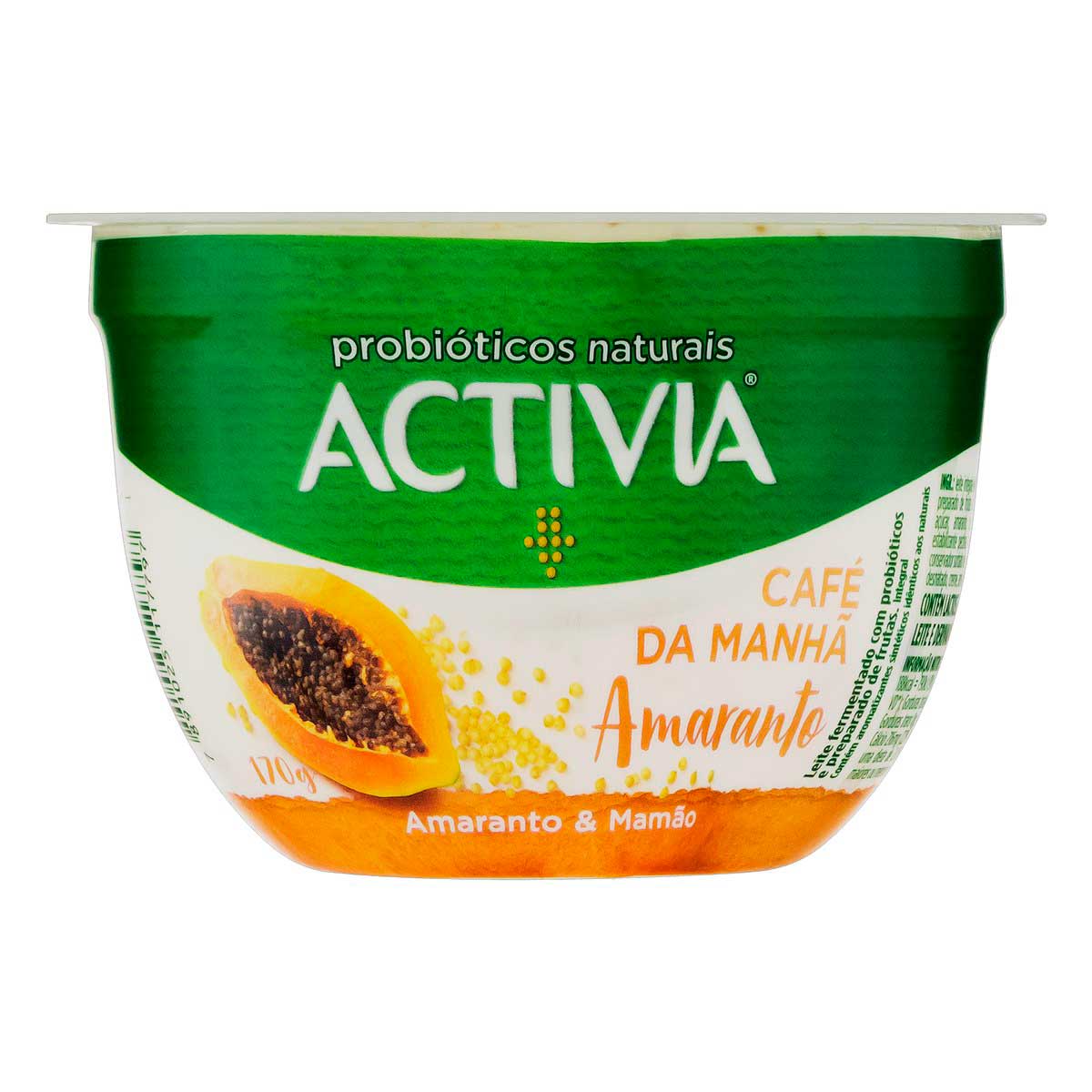 Leite Fermentado Integral Sabor Amaranto &amp; Mamão Activia Café da Manhã 170g