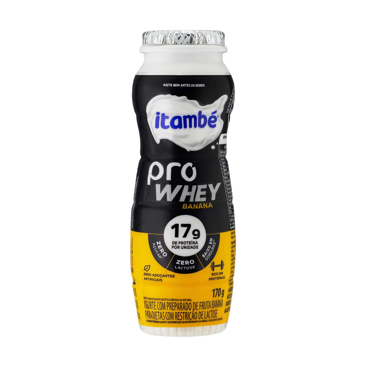 Iogurte Desnatado Zero Lactose Zero Açúcar Itambé Pro Whey Banana 170 g