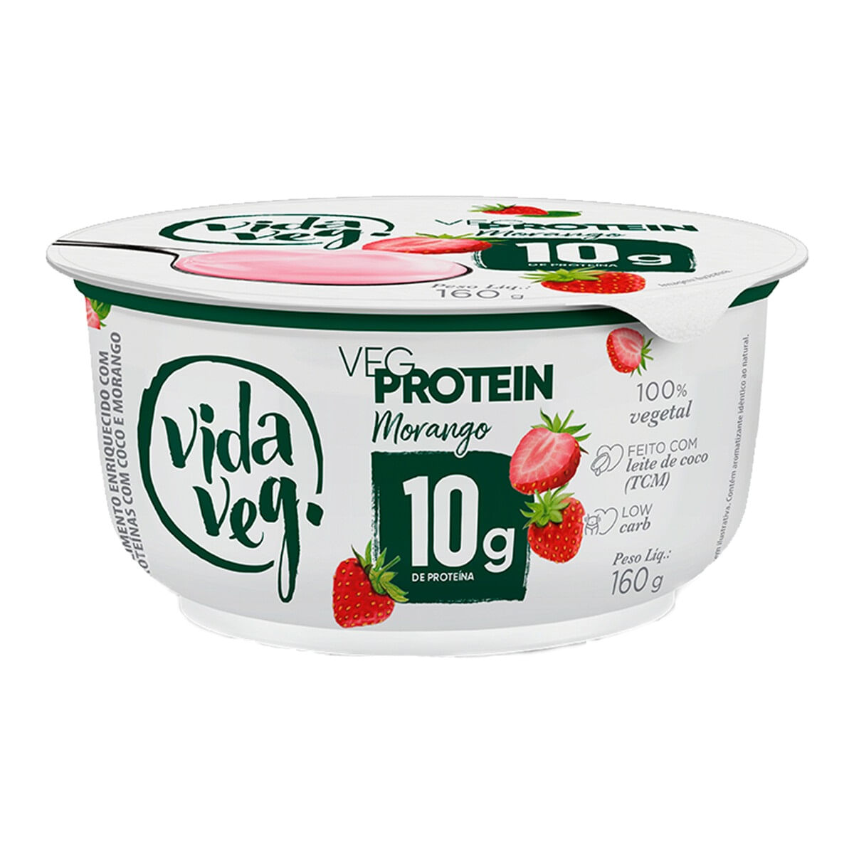 Iogurte Morango Vida Veg Protein Pote 160 g