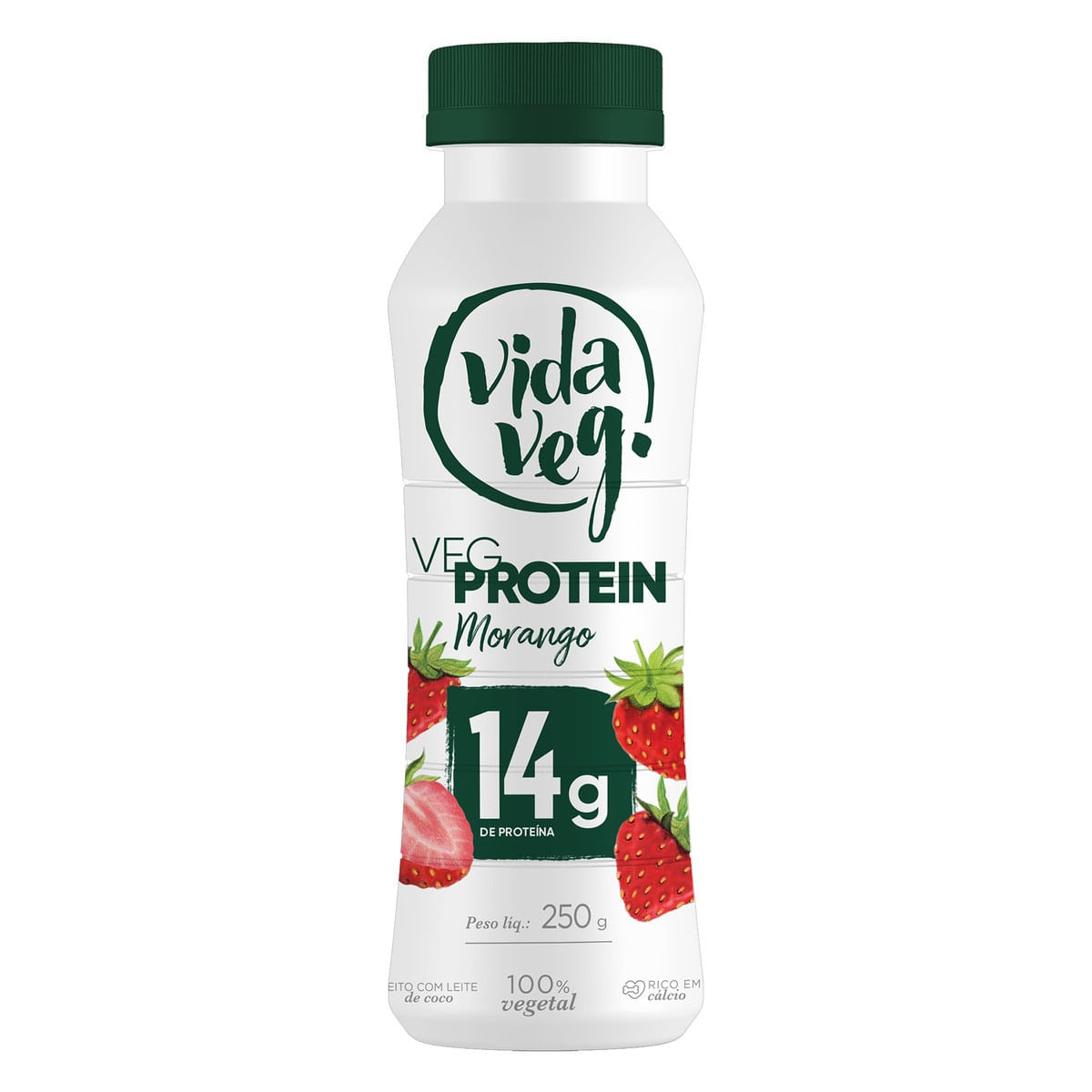 Iogurte Morango Vida Veg Protein Frasco 250 g