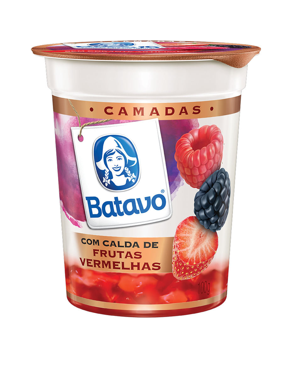 Iogurte Parcialmente Desnatado Calda Frutas Vermelhas Batavo Camadas Copo 100 g