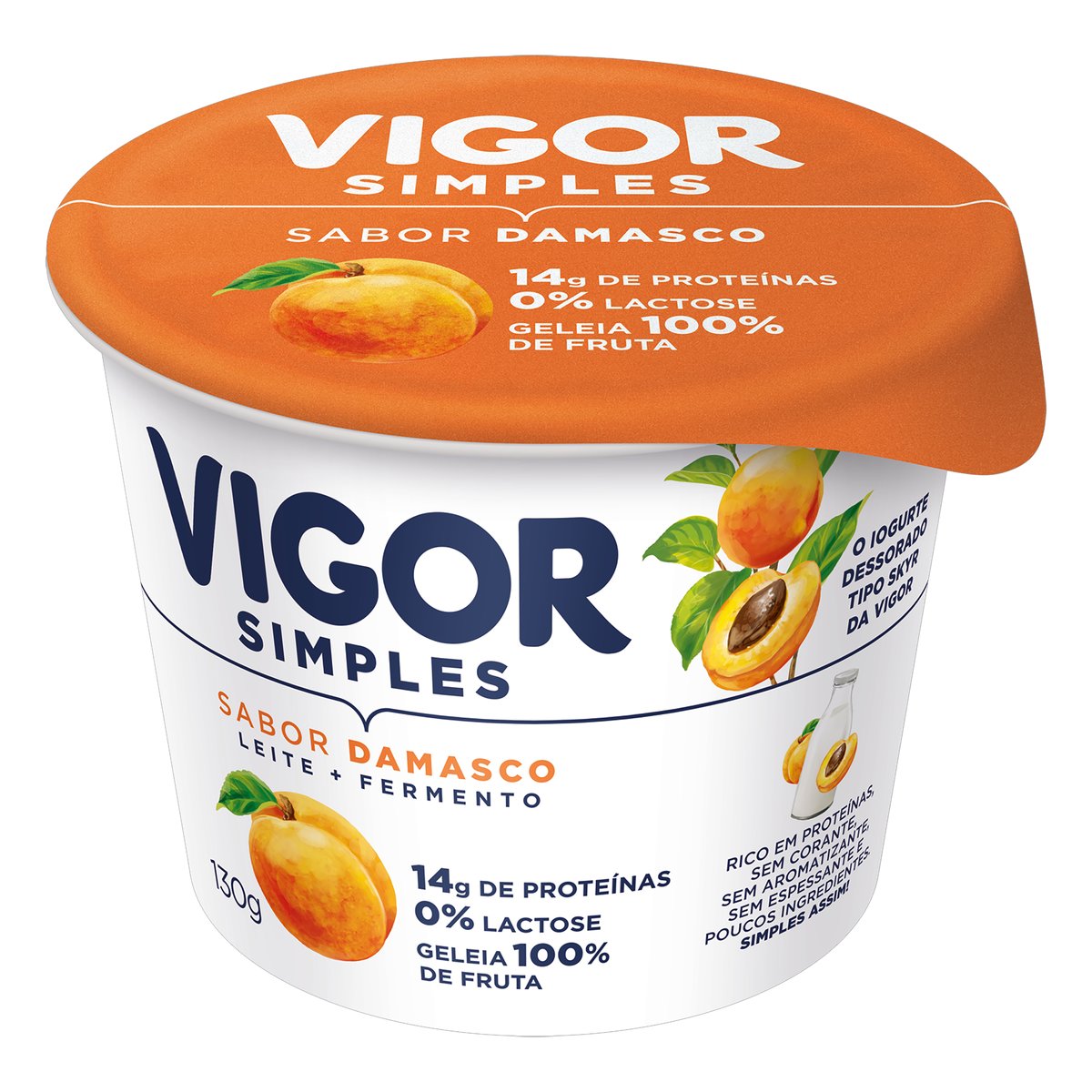 Iogurte Zero Lactose Sabor Damasco Vigor 130 g