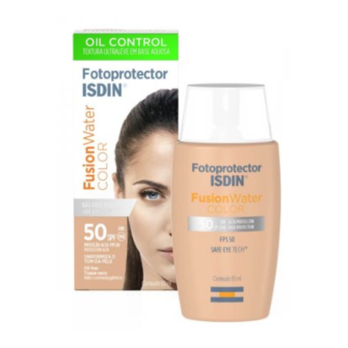 Protetor Solar Facial Isdin Fotoprotector Fusion Water Color FPS 50 com 50 ml