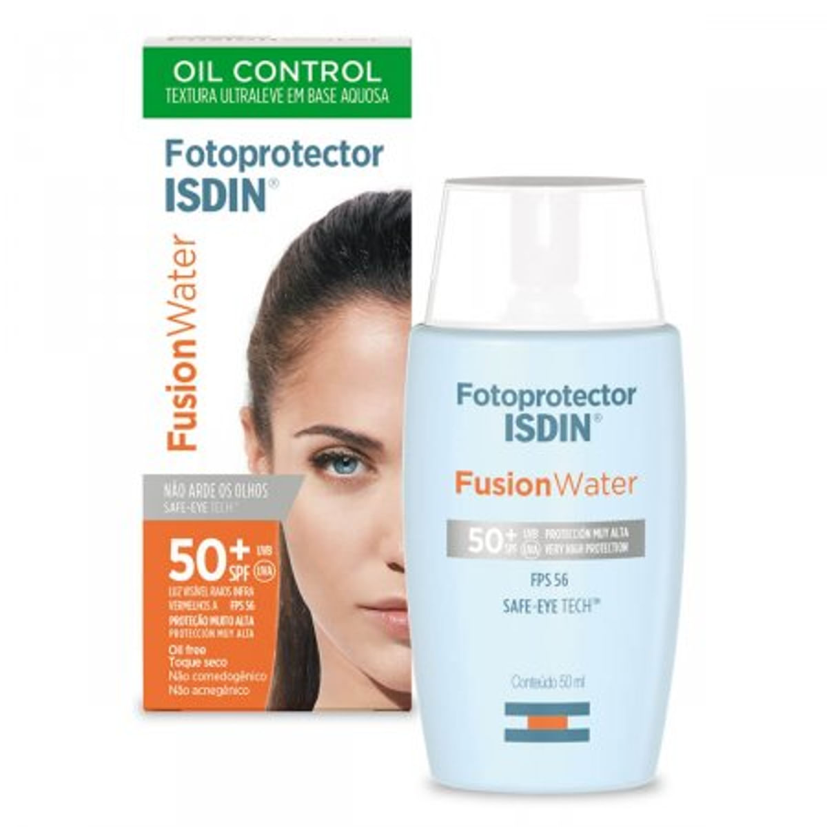 Protetor Solar Facial FPS 50 Oil Contron Isdin Fusion Water 50 Ml