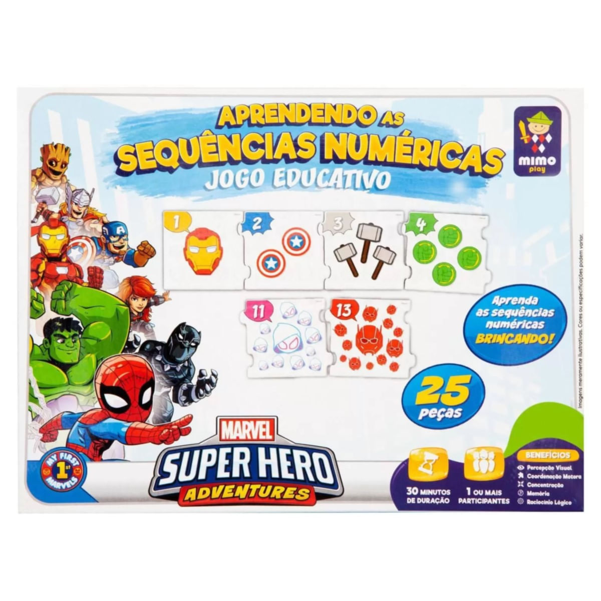 Jogo Aprendendo as Sequências Numéricas Marvel Super Hero Mimo