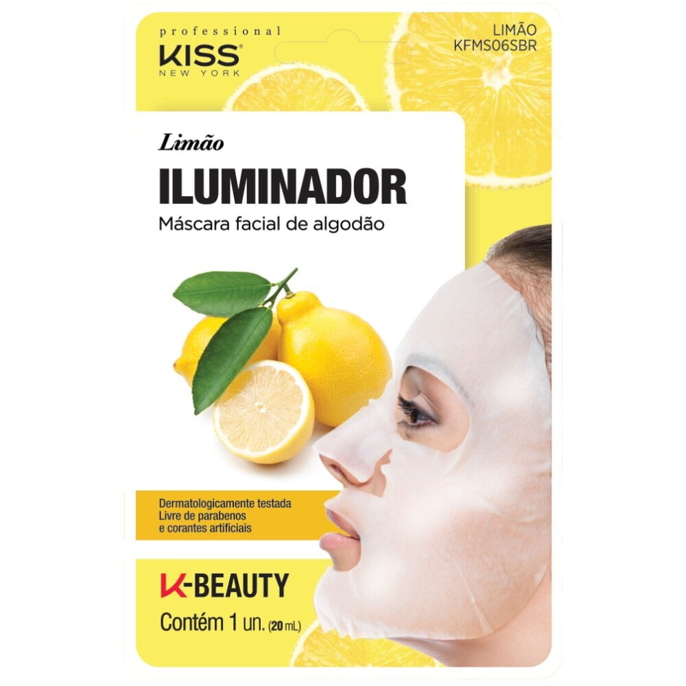 Máscara Facial de Algodão Iluminador Limão 1 unidade