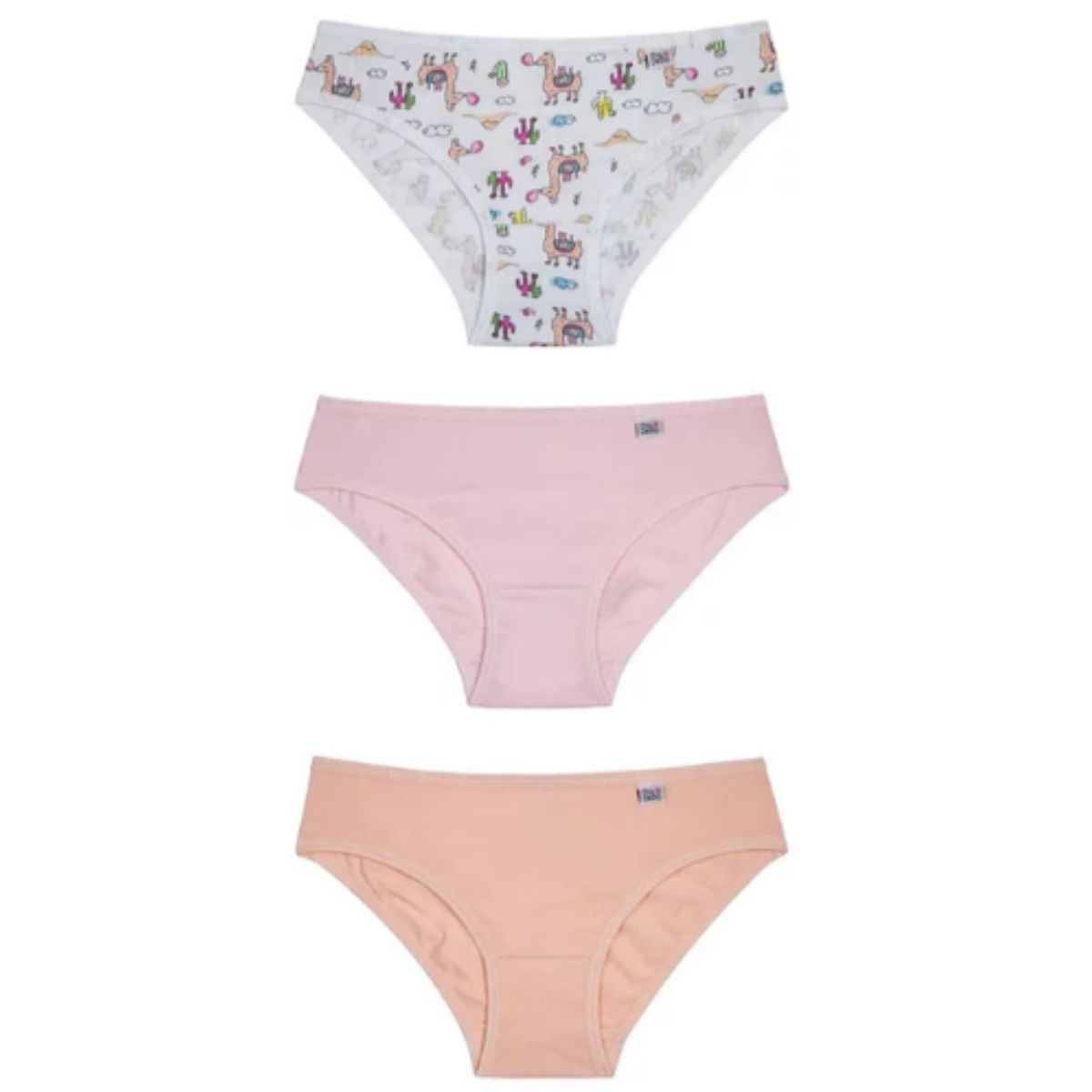 Kit 3 Calcinhas Infantil Delrio Branco Rosa G