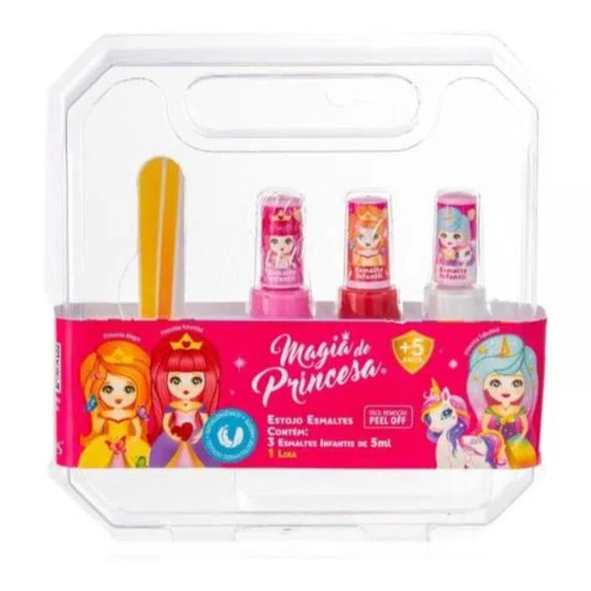 Kit 3 Esmaltes com 1 Lixa Magia de Princesa