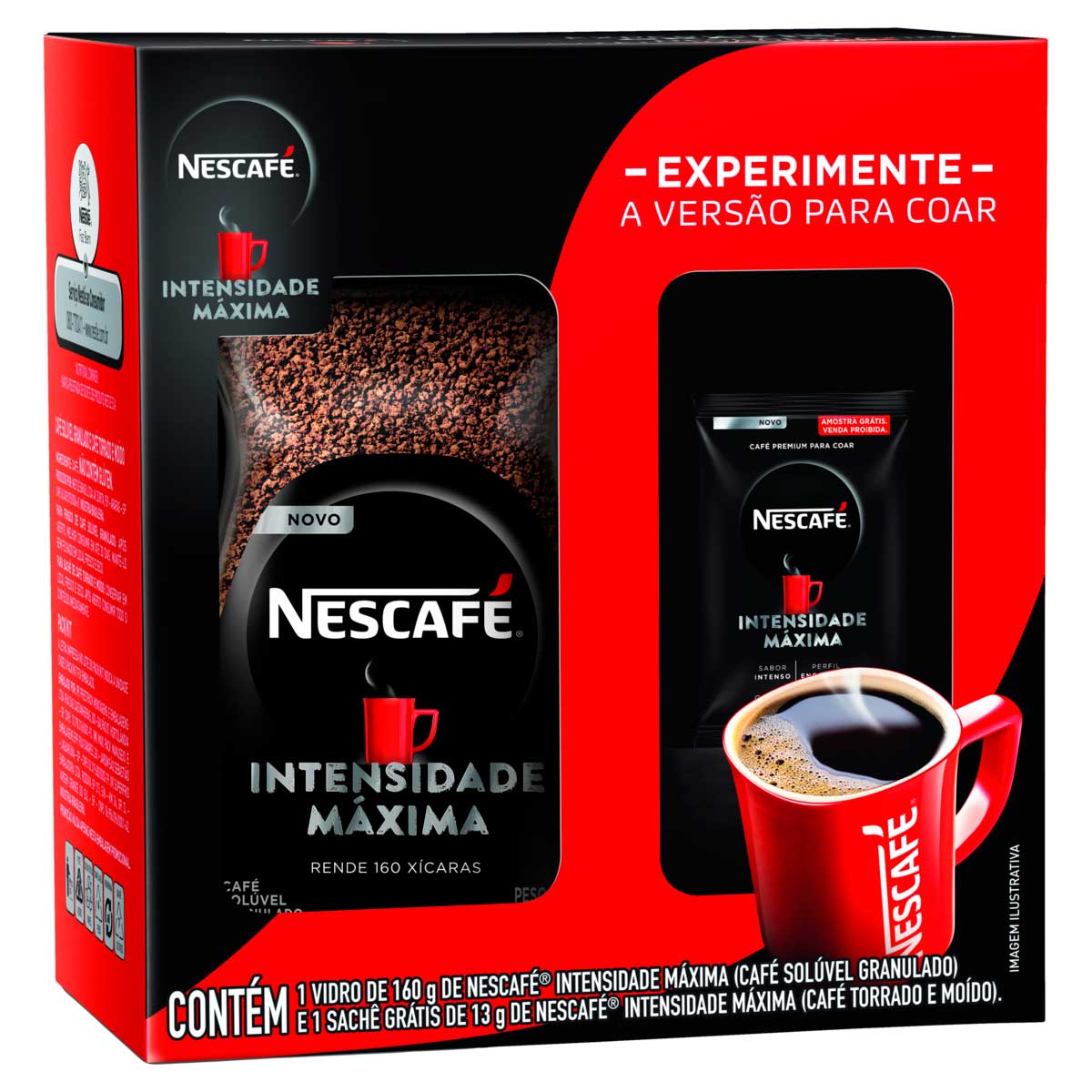 Kit Café Solúvel Granulado Nescafé Intensidade Máxima 160g Grátis Café Torrado e Moído Intenso Nescafé 13g