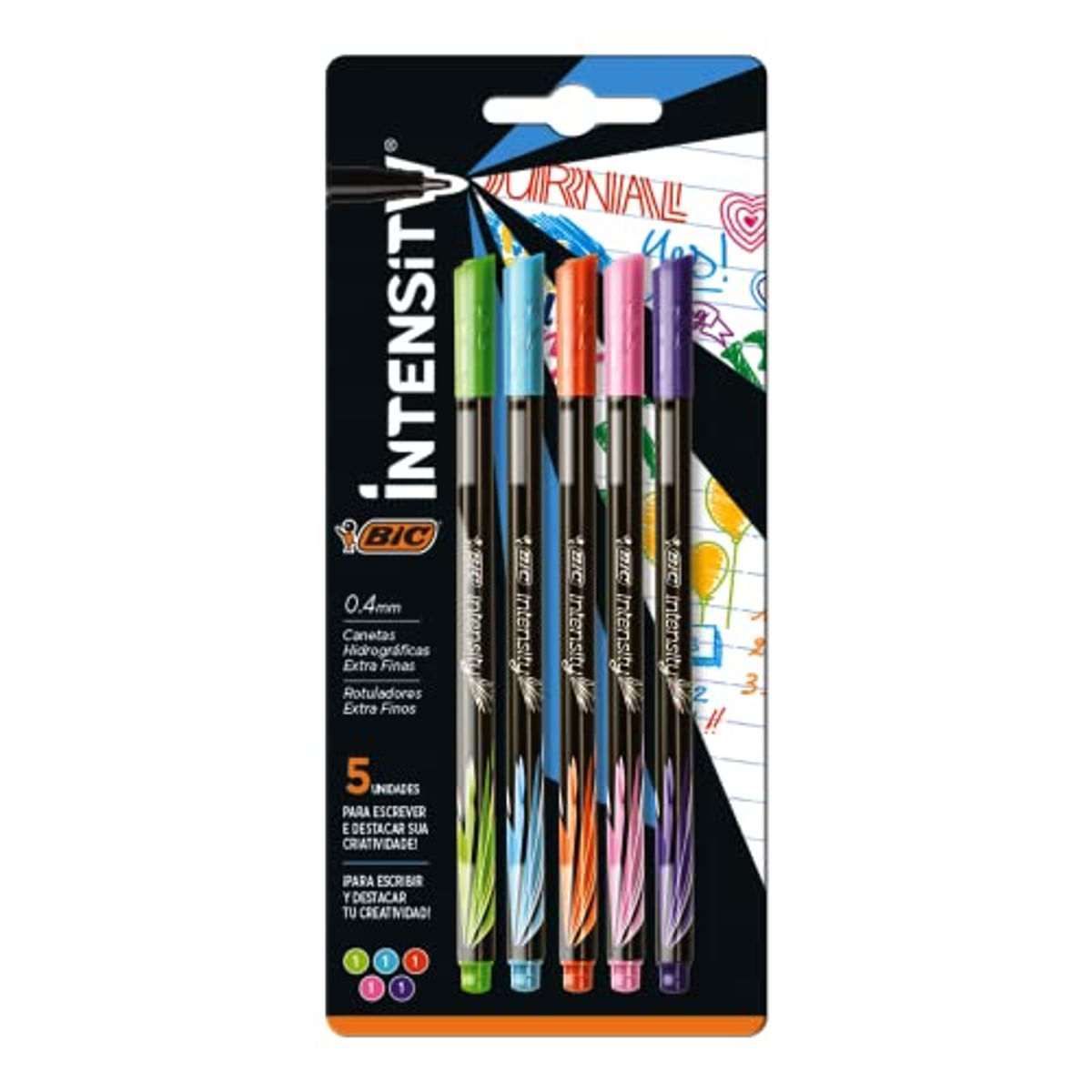 Kit Caneta Bic Intensity com 5 Cores