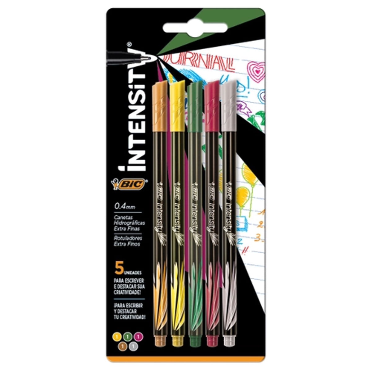 Kit Caneta Bic Intensity Terrosos com 5 Unidades