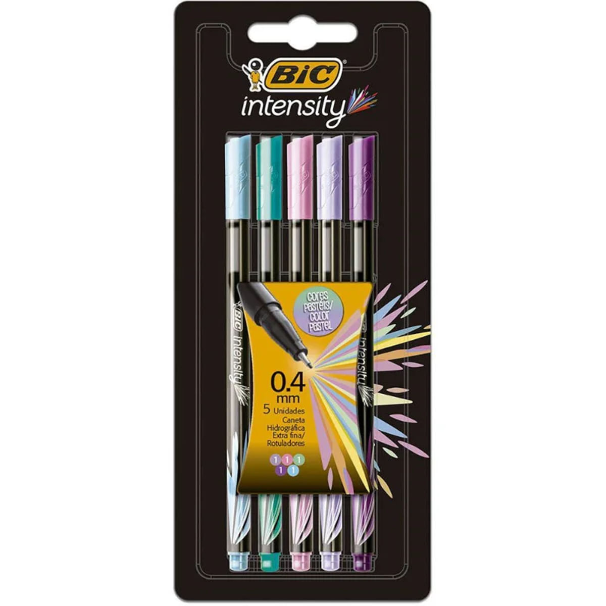 Kit Caneta Hidrográfica Bic Intensity Tom Pastel com 5 Unidades