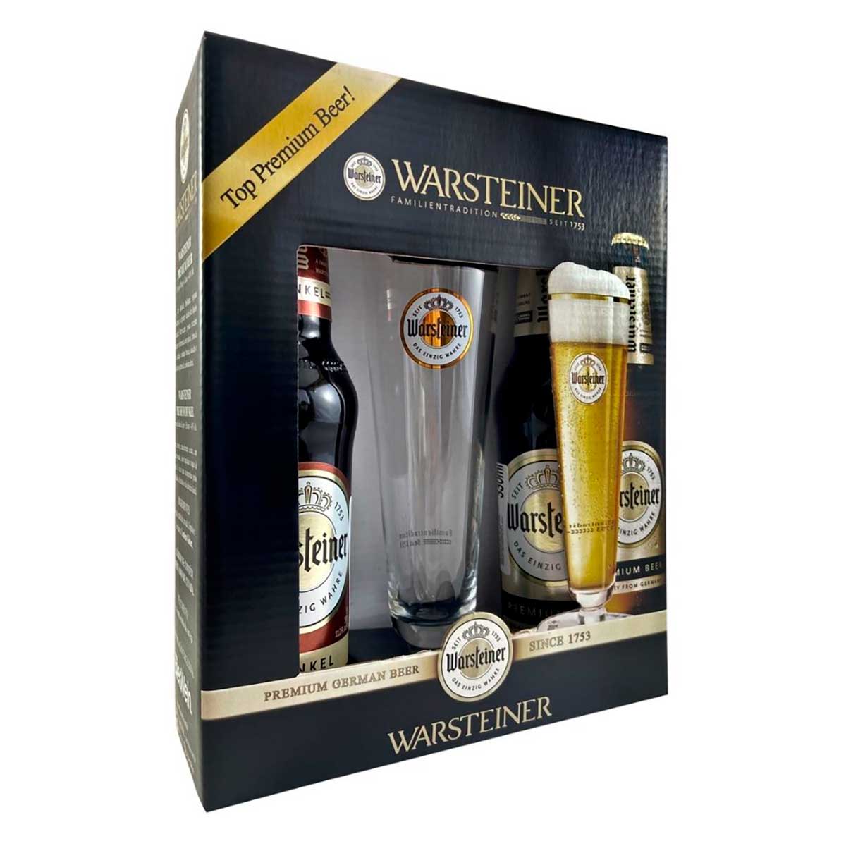 Kit Cerveja Alemã Dunkell 300 ml + Cerveja Alemã Warsteiner Premium 300 ml mais Copo