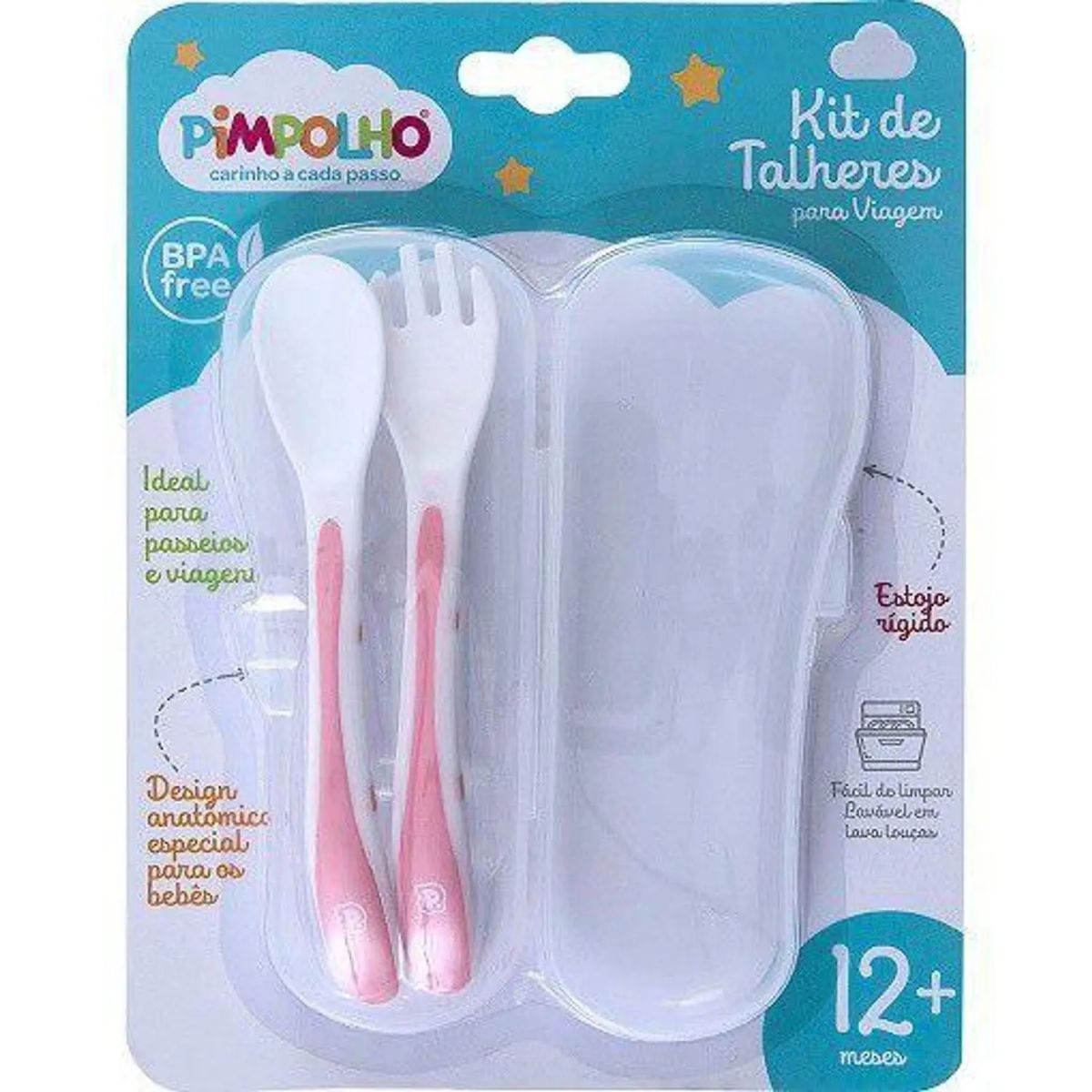 Kit de Talher com Estojo Infantil Pimpolho Rosa