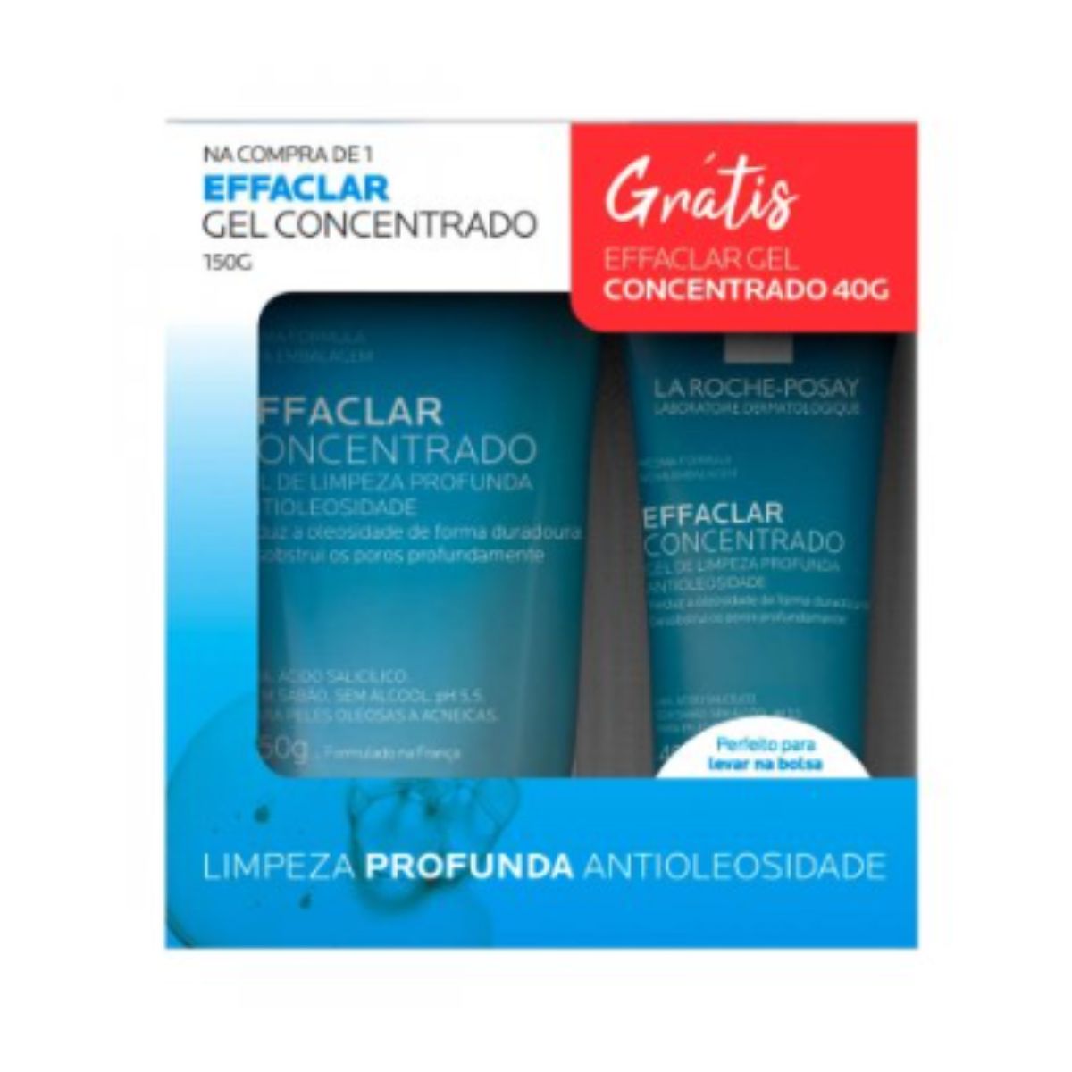 Kit Gel de Limpeza Facial Effaclar Concentrado La Roche-Posay com 150 g + 40 g