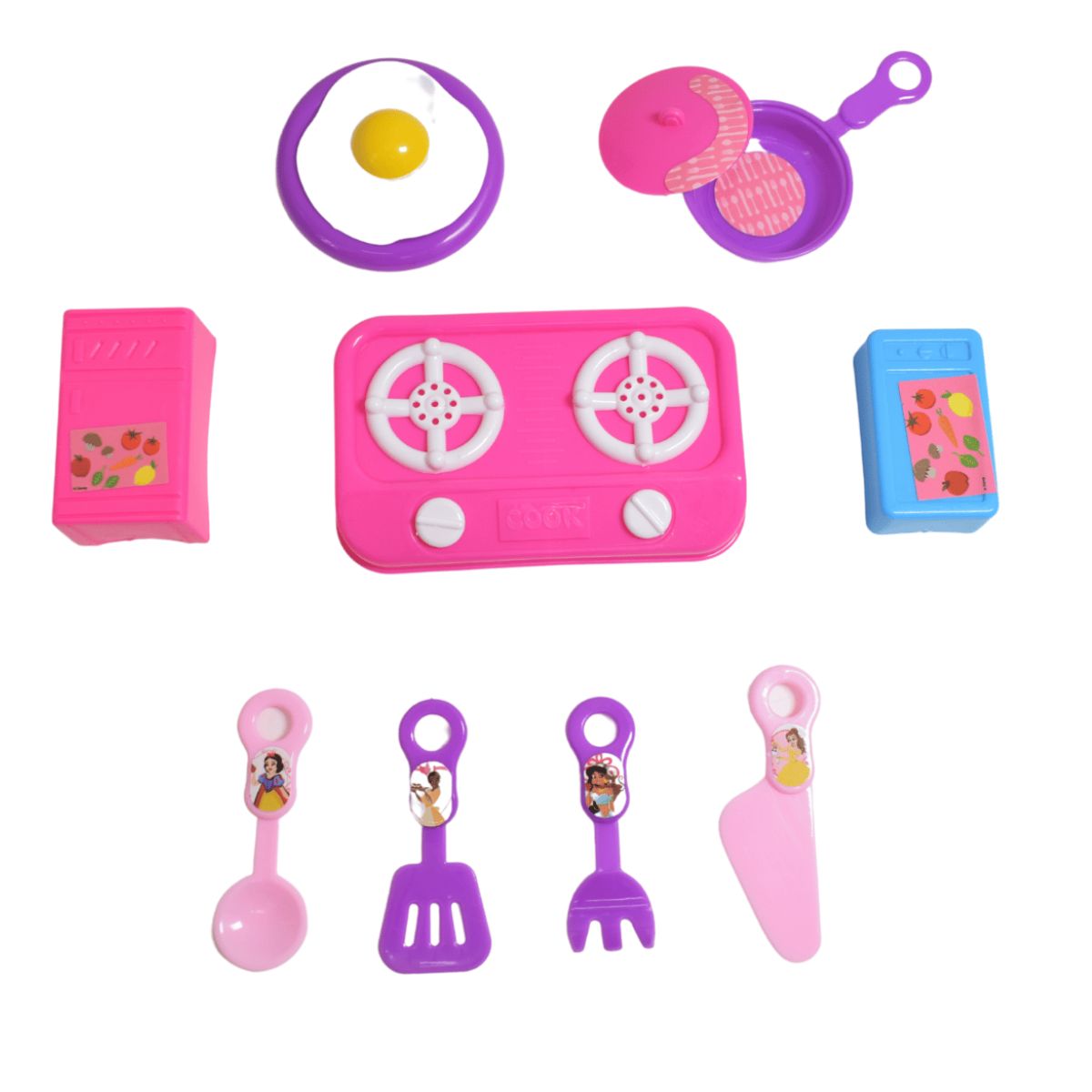 Kit Jogo de Cozinha infantil Princesas Plástico com 11 Peça YD185