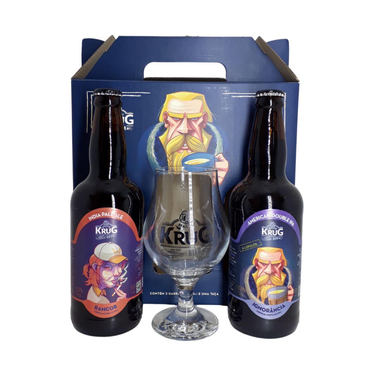 Kit 2 Cervejas Krug Expressionistas 500ml com 1 Taça De Vidro