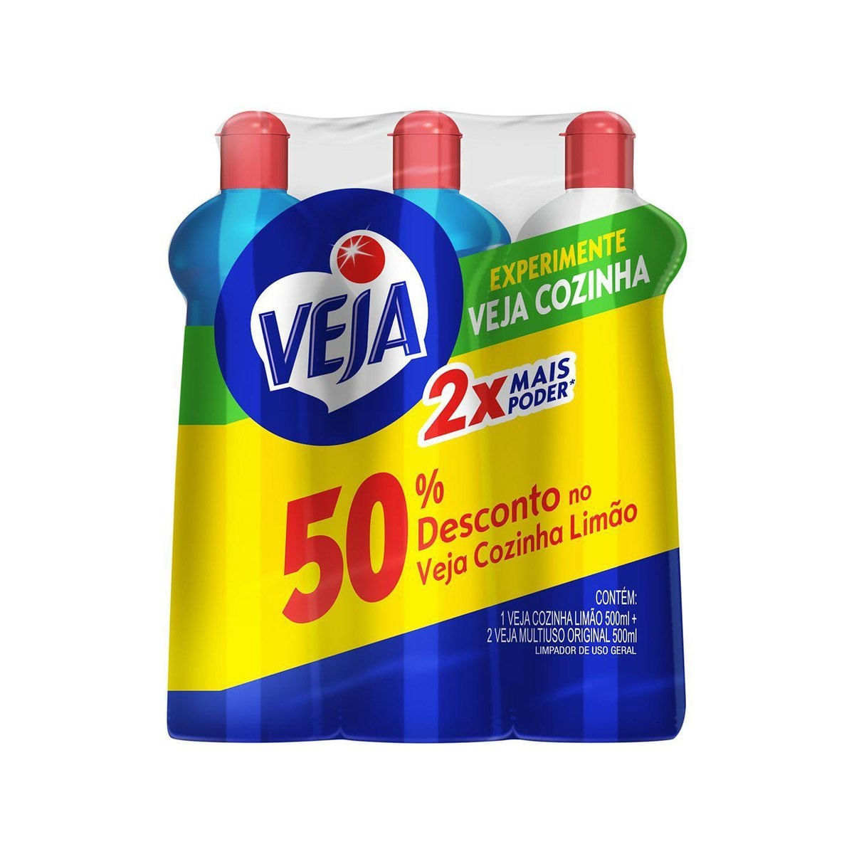 Kit Limpador Multiuso Veja Original 2 Unidades + Veja Cozinha Limão 500ml