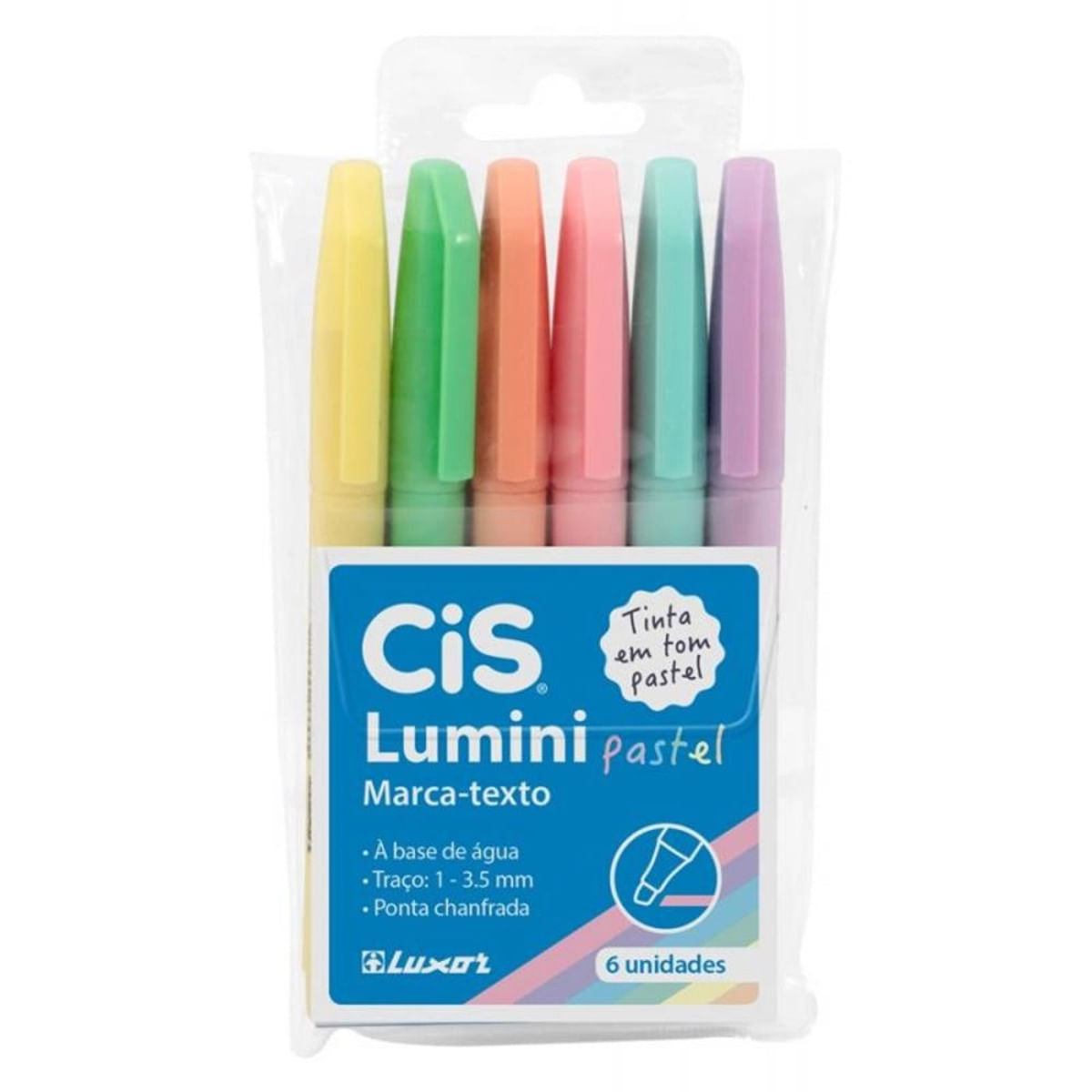 Kit Marca Texto Cis Lumini Cores Pastel com 6 Unidades